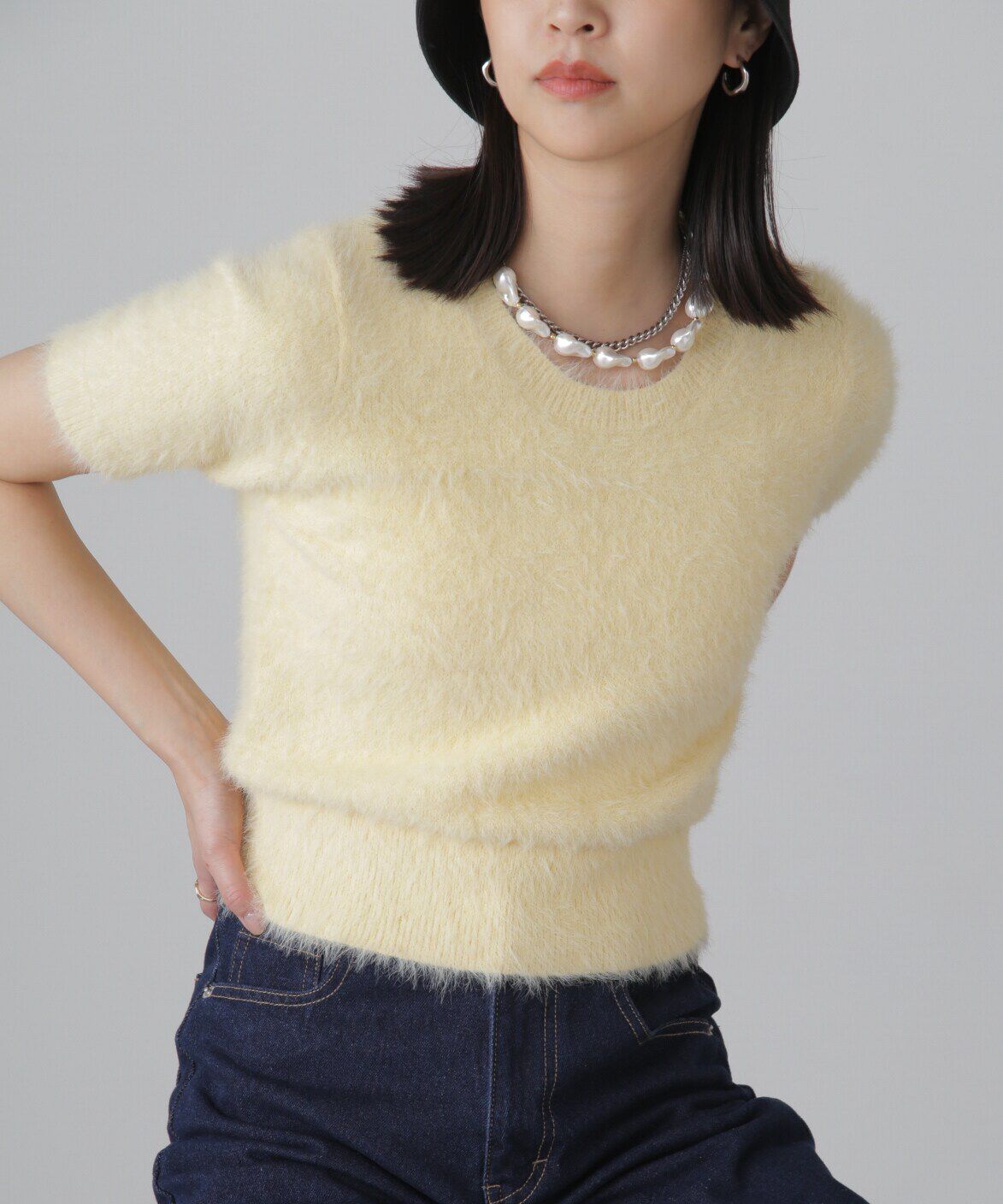  「シャギー半袖ニット」|ニット・セーター|