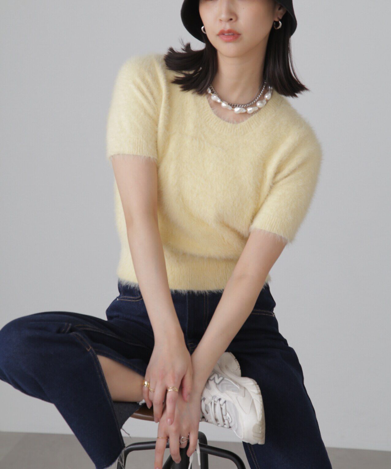  「シャギー半袖ニット」|ニット・セーター|