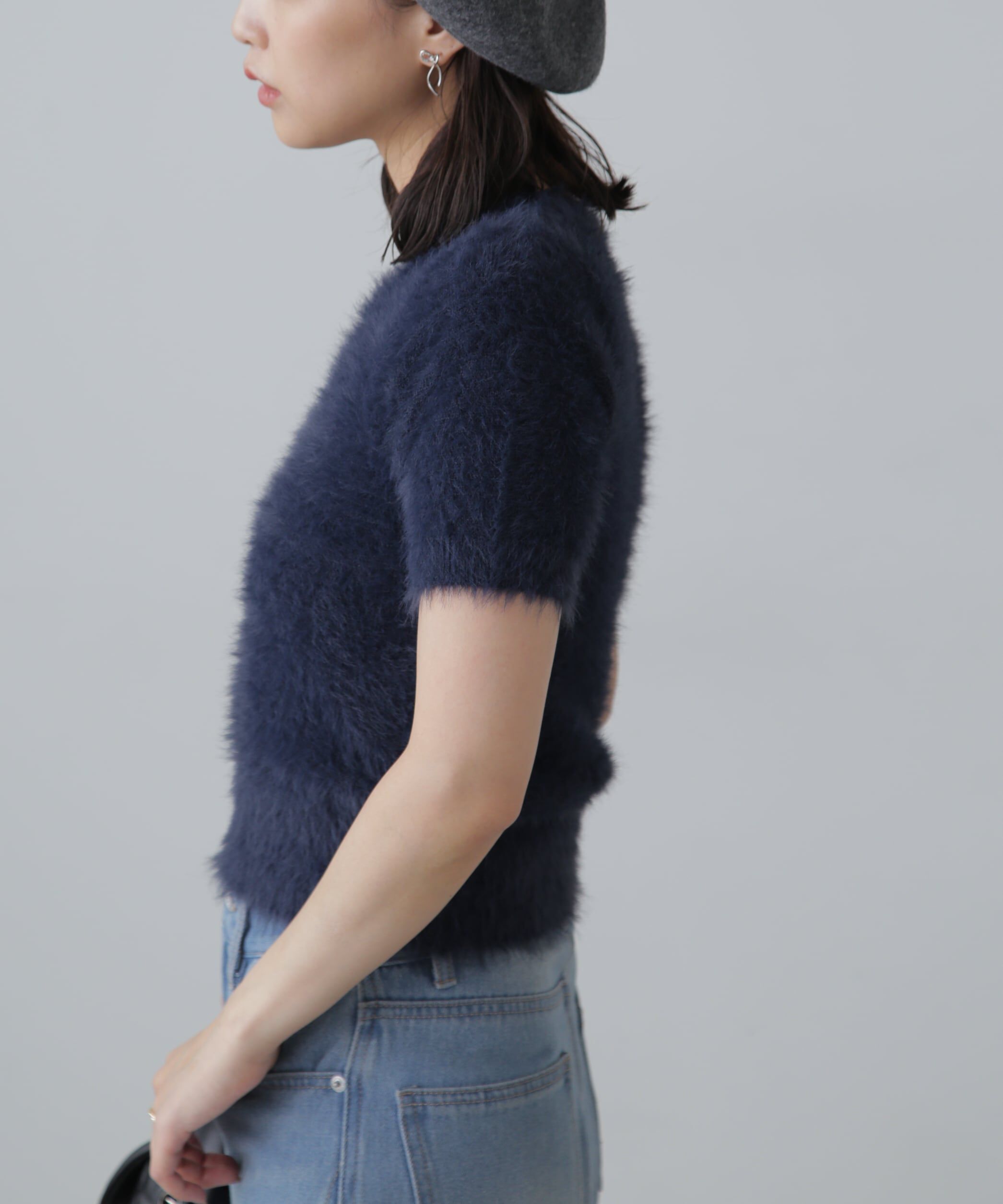  「シャギー半袖ニット」|ニット・セーター|