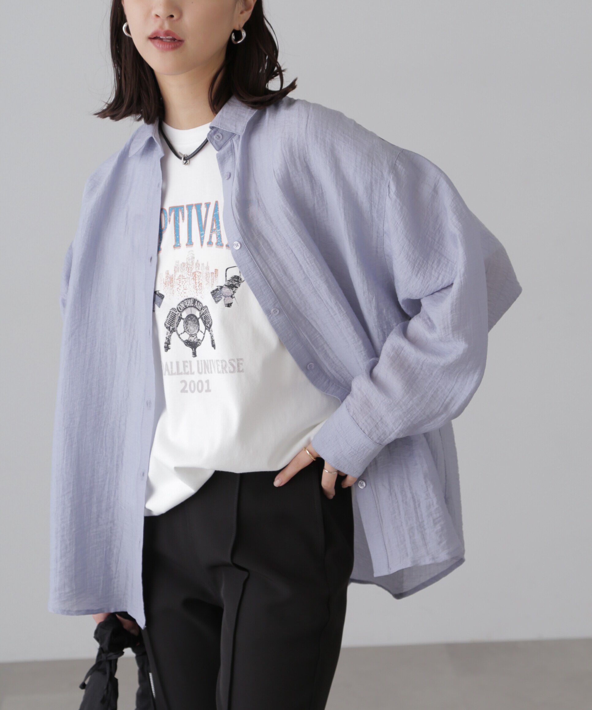  「ワッシャービッグシャツ」|シャツ・ブラウス|ライトブルー