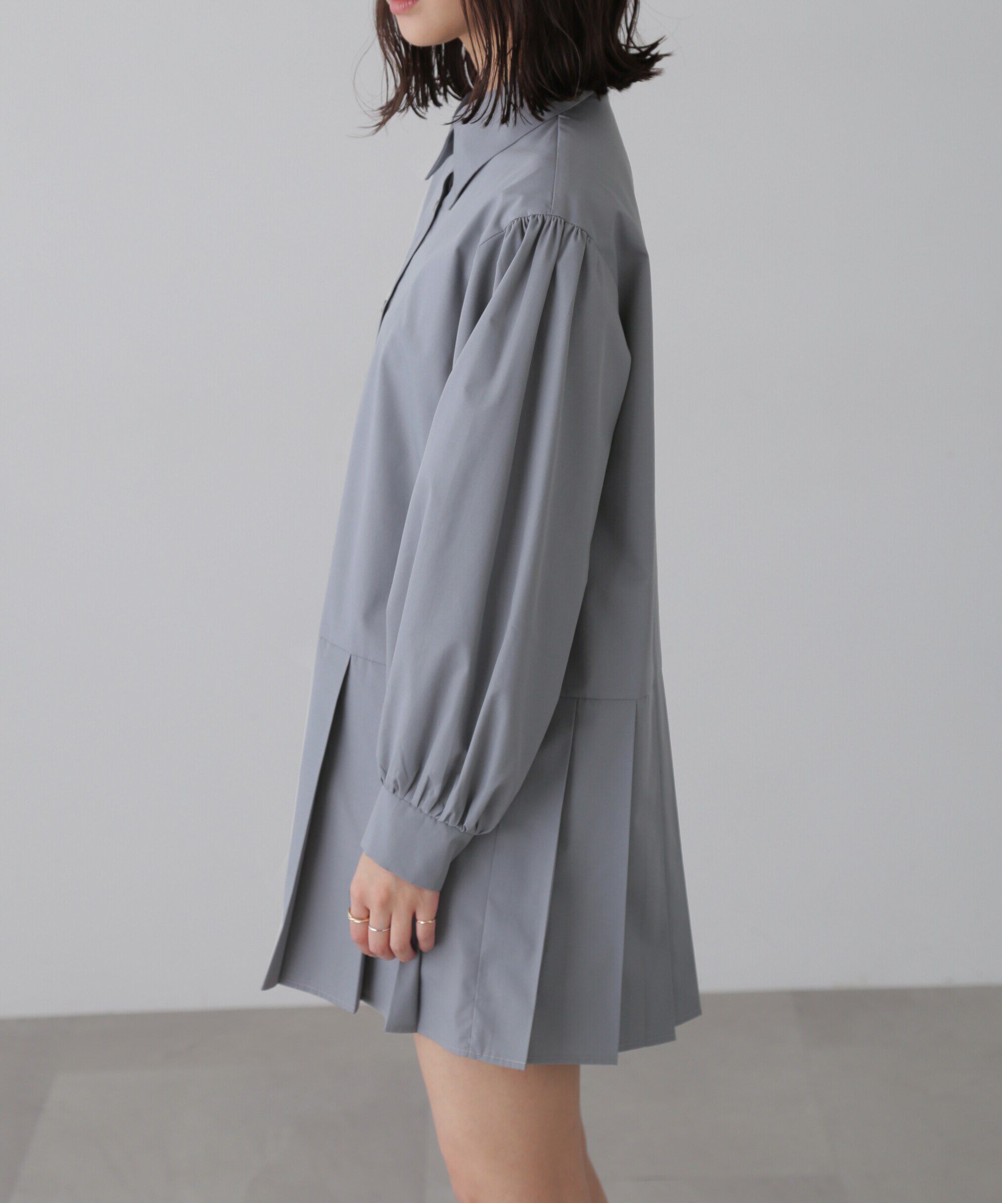  「プリーツティアードシャツミニワンピース」|ワンピース|