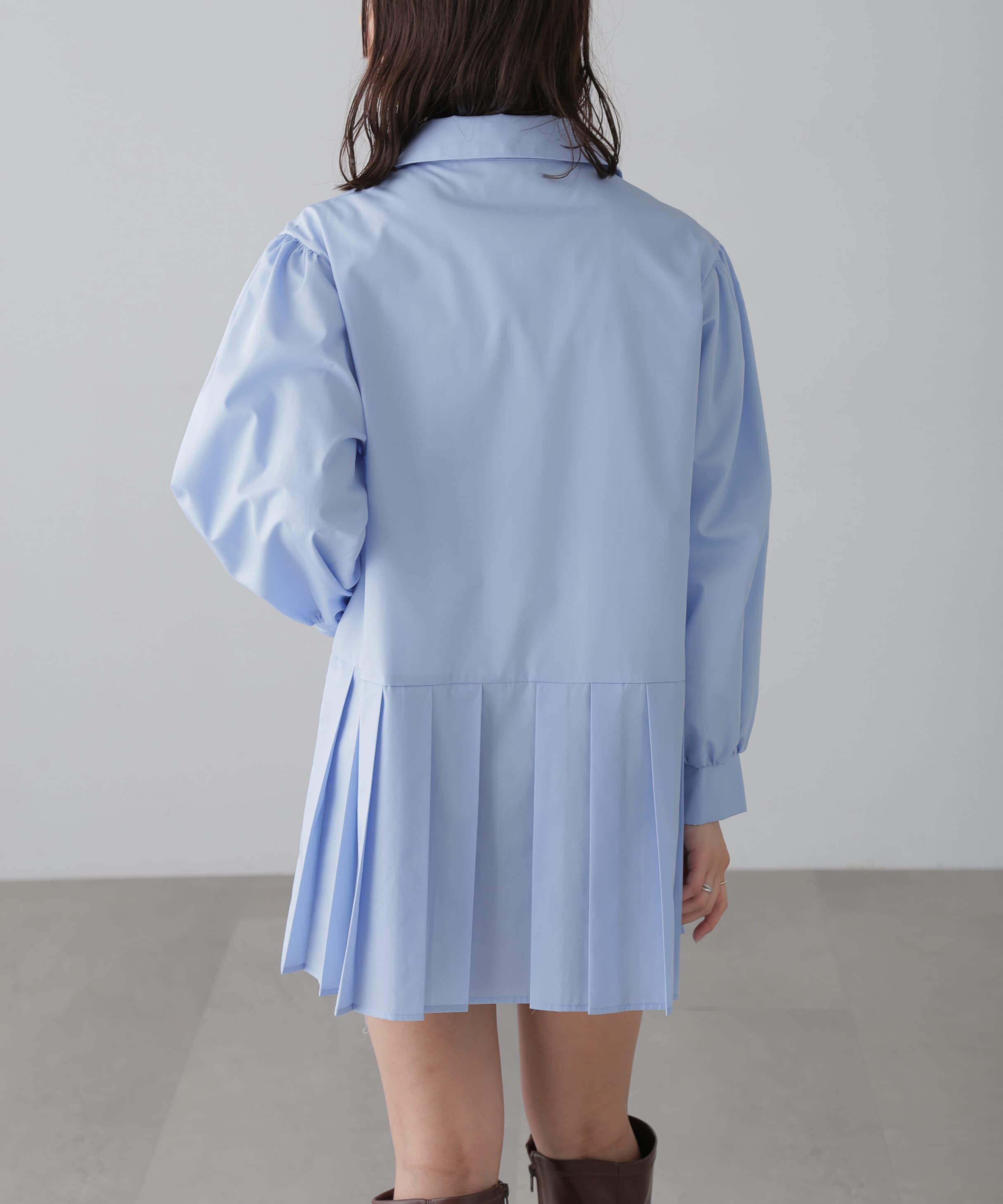  「プリーツティアードシャツミニワンピース」|ワンピース|