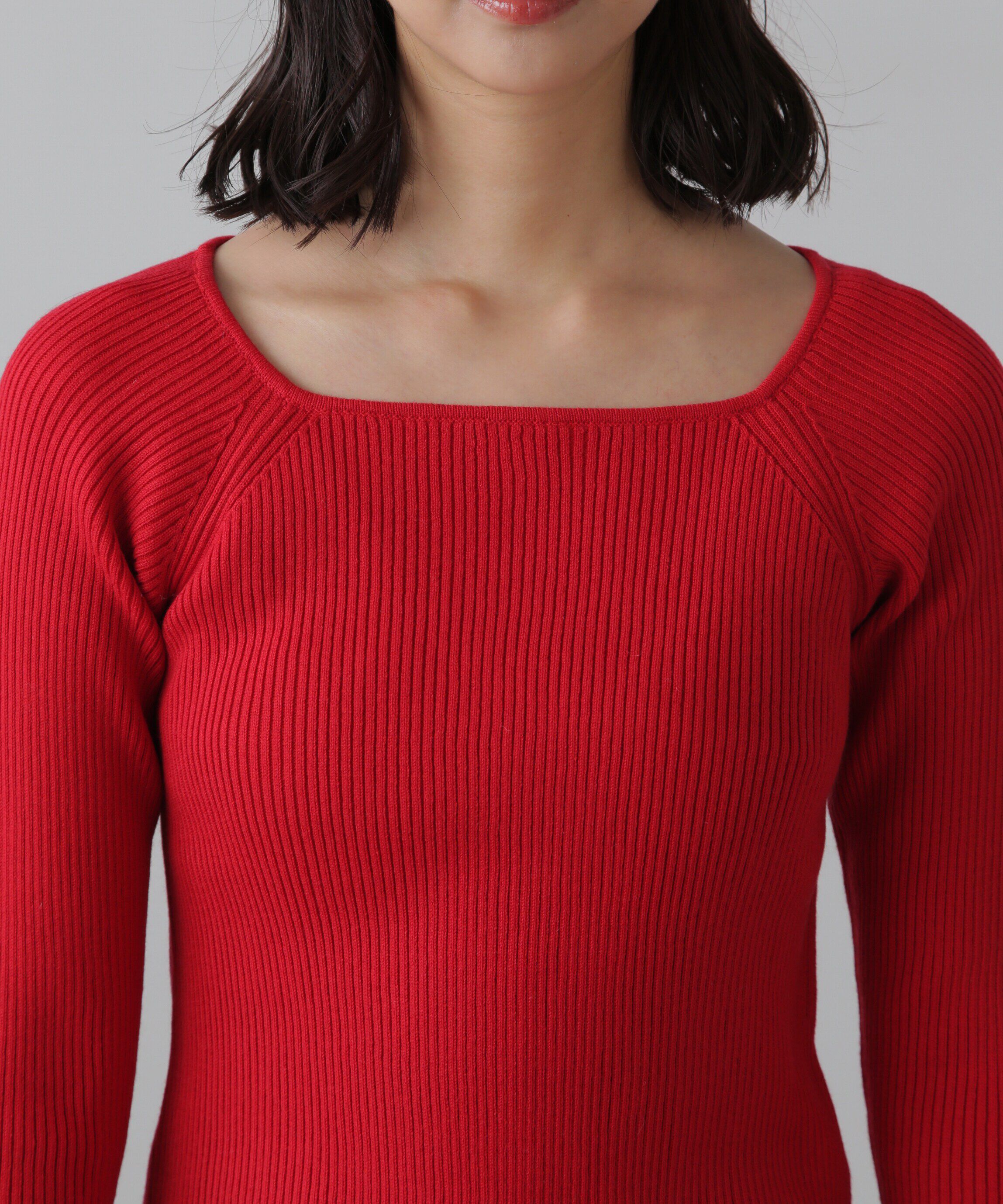  「スクエアネック袖フレアニット」|ニット・セーター|