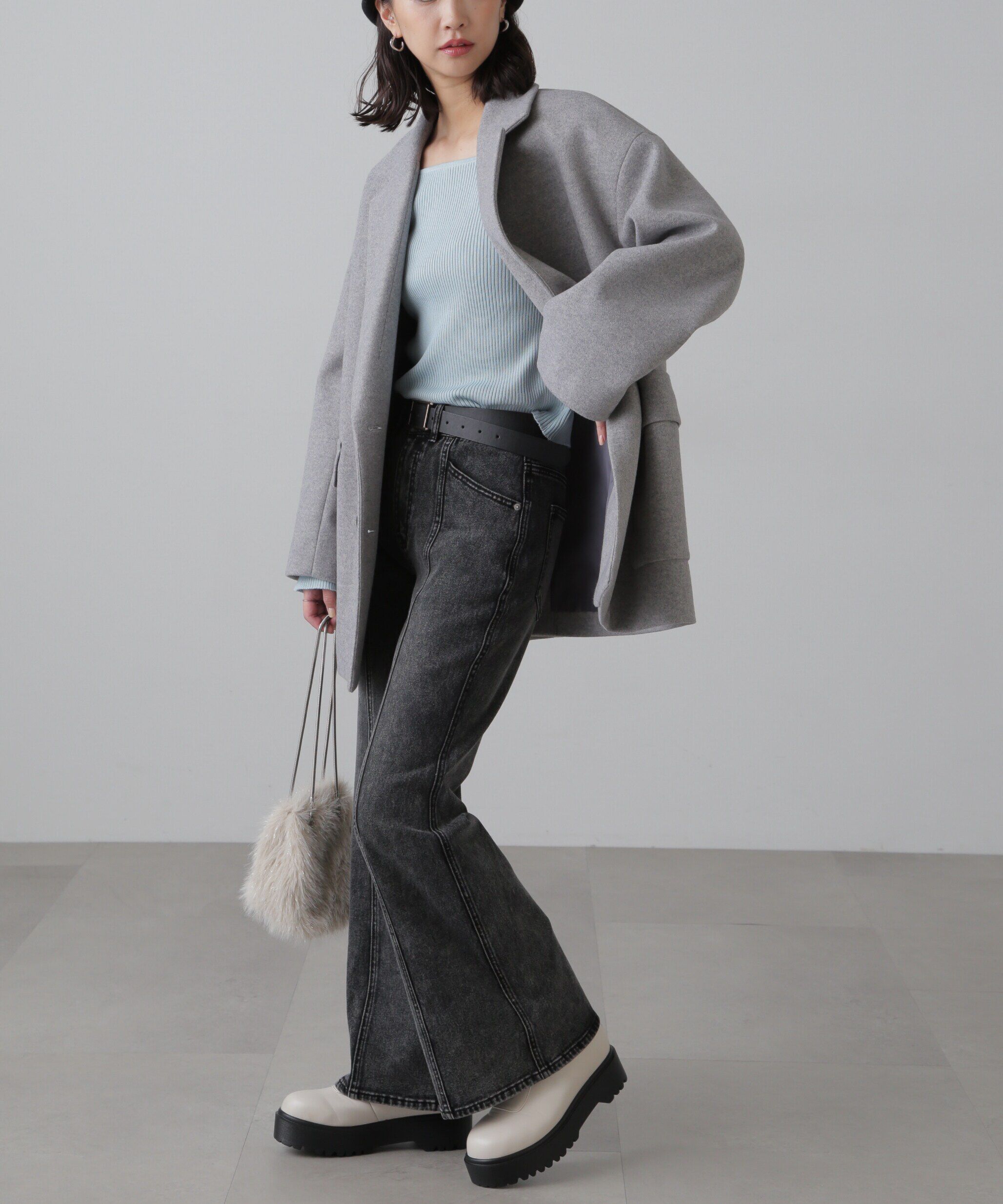  「スクエアネック袖フレアニット」|ニット・セーター|