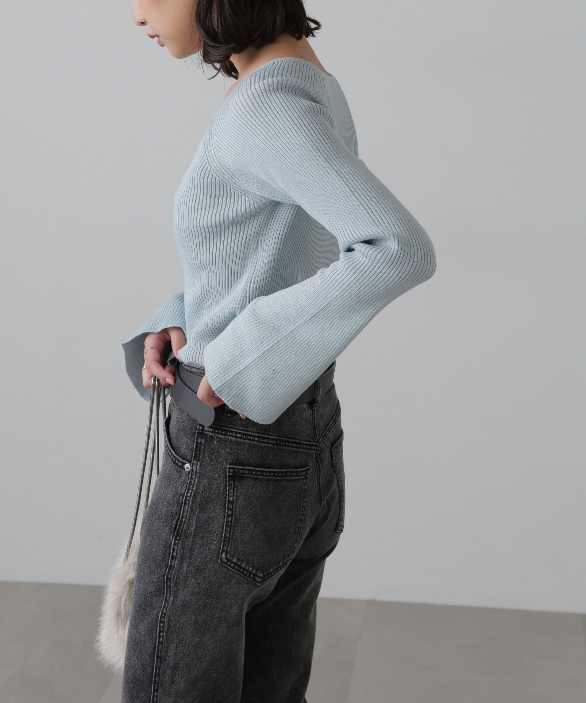  「スクエアネック袖フレアニット」|ニット・セーター|