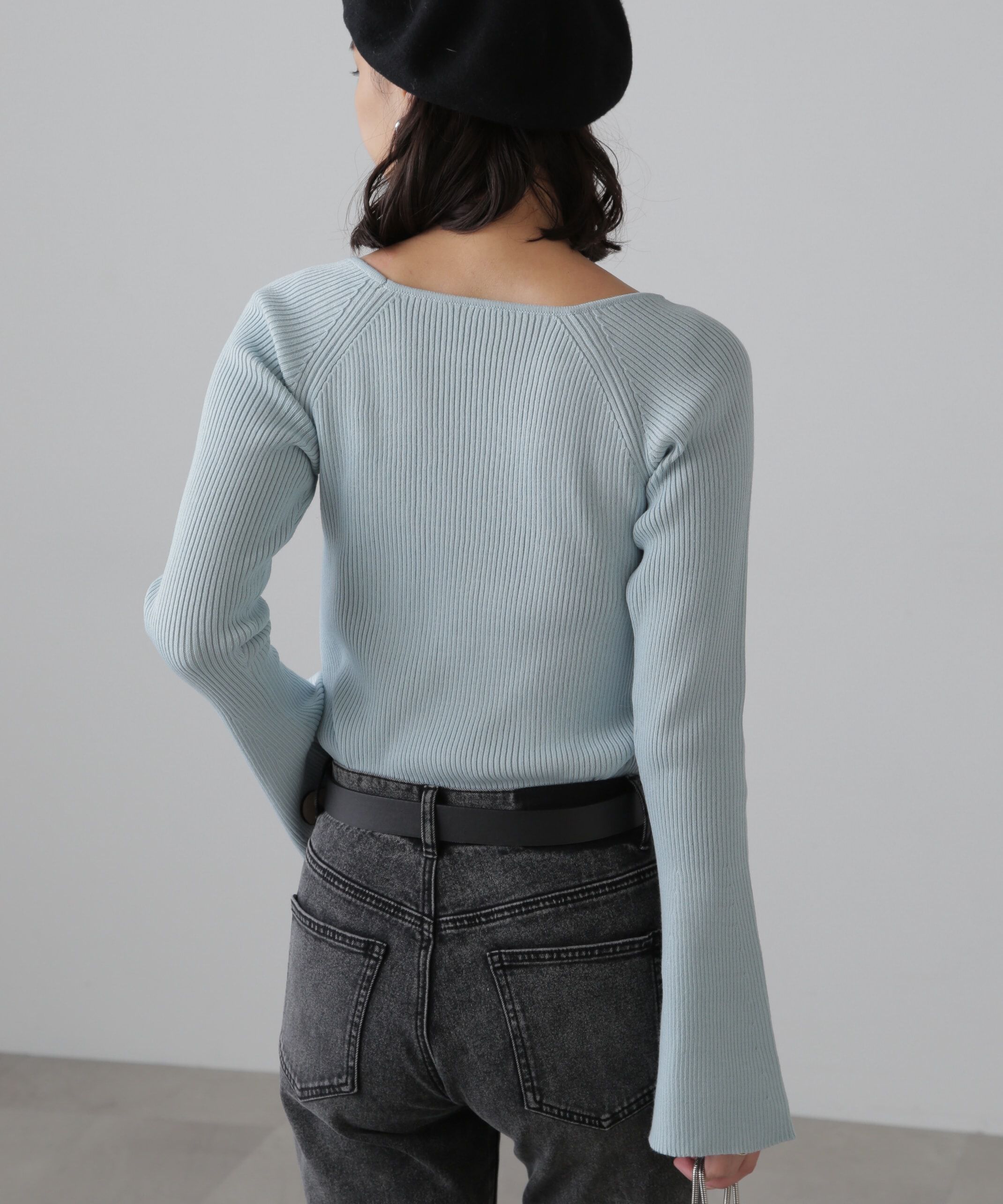  「スクエアネック袖フレアニット」|ニット・セーター|