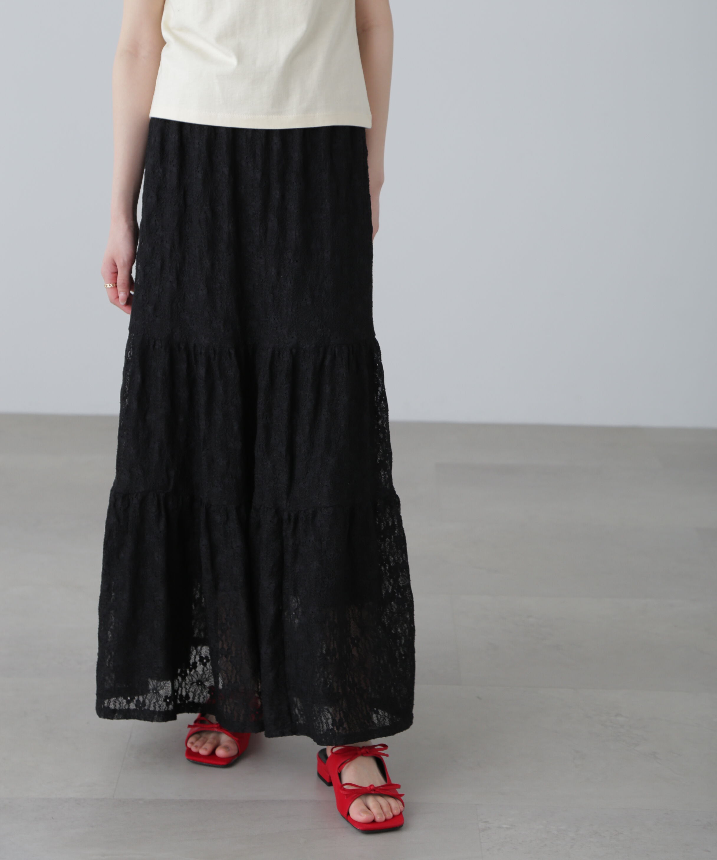  「レースティアードフレアスカート」|スカート|