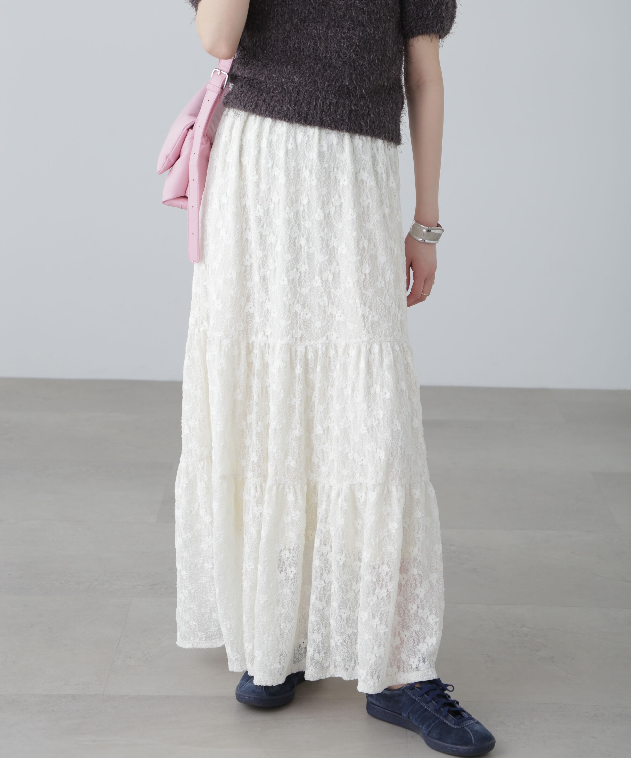  「レースティアードフレアスカート」|スカート|ホワイト