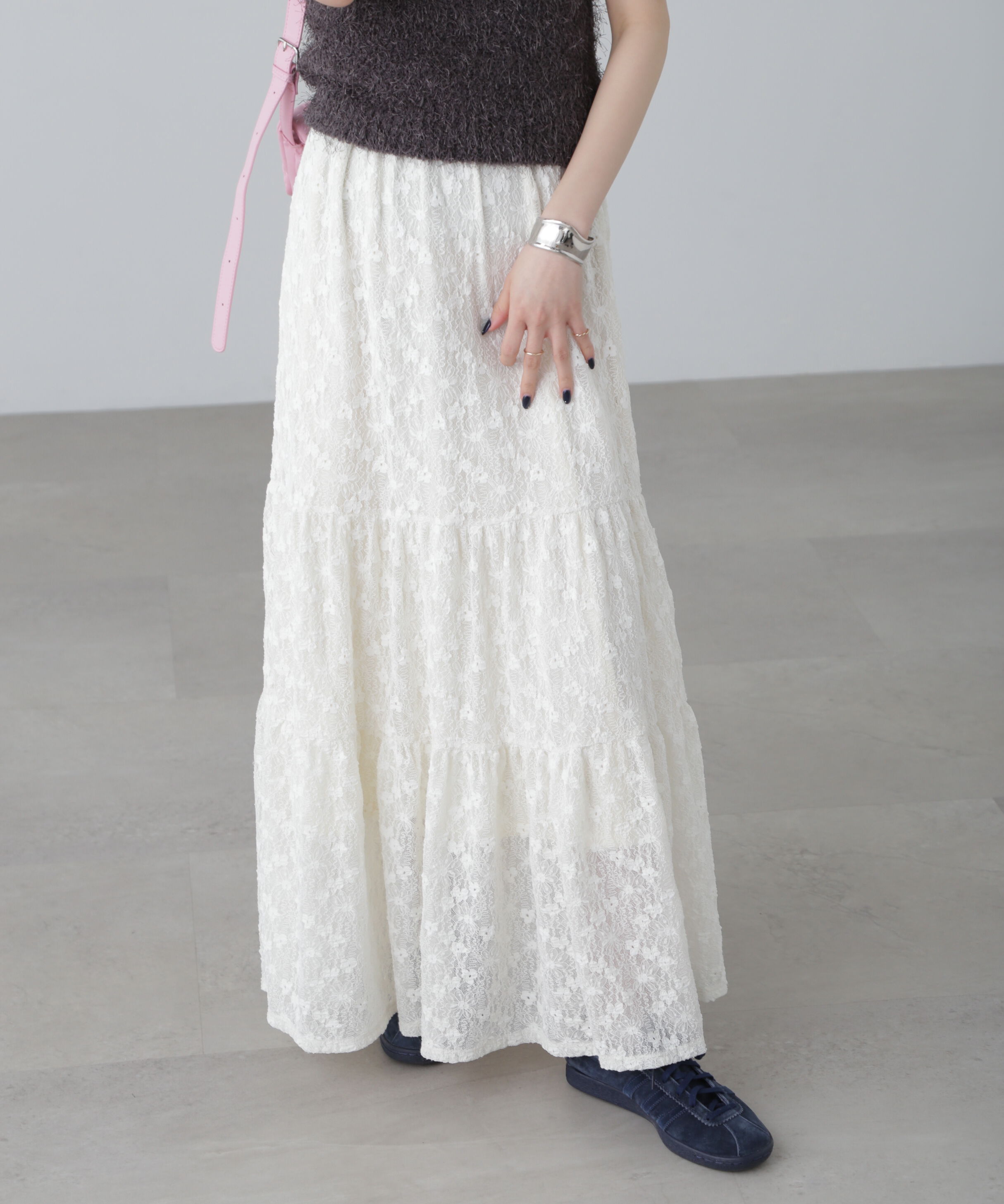  「レースティアードフレアスカート」|スカート|