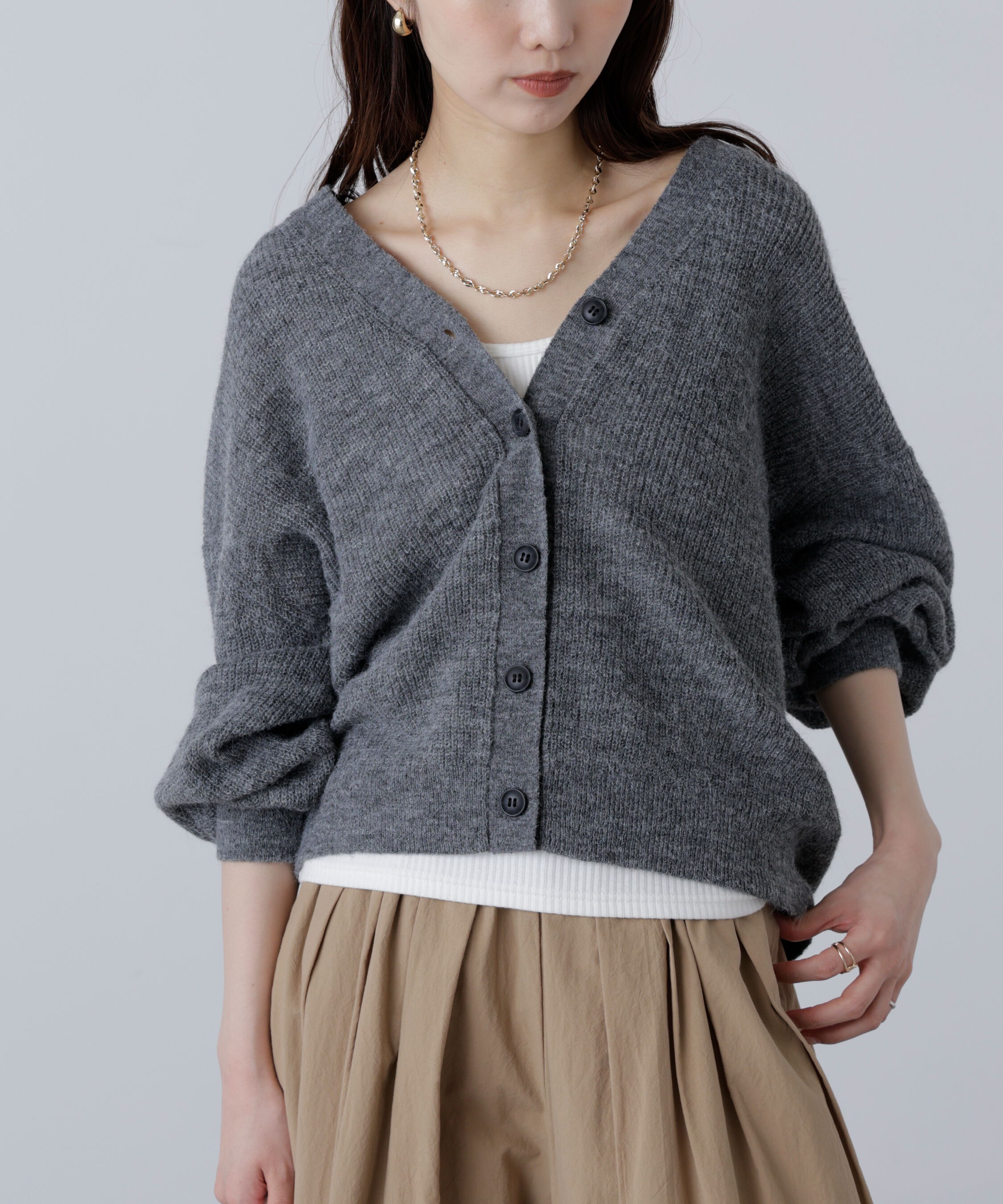  「5GモヘヤタッチVネックカーディガン」|ニット・セーター|