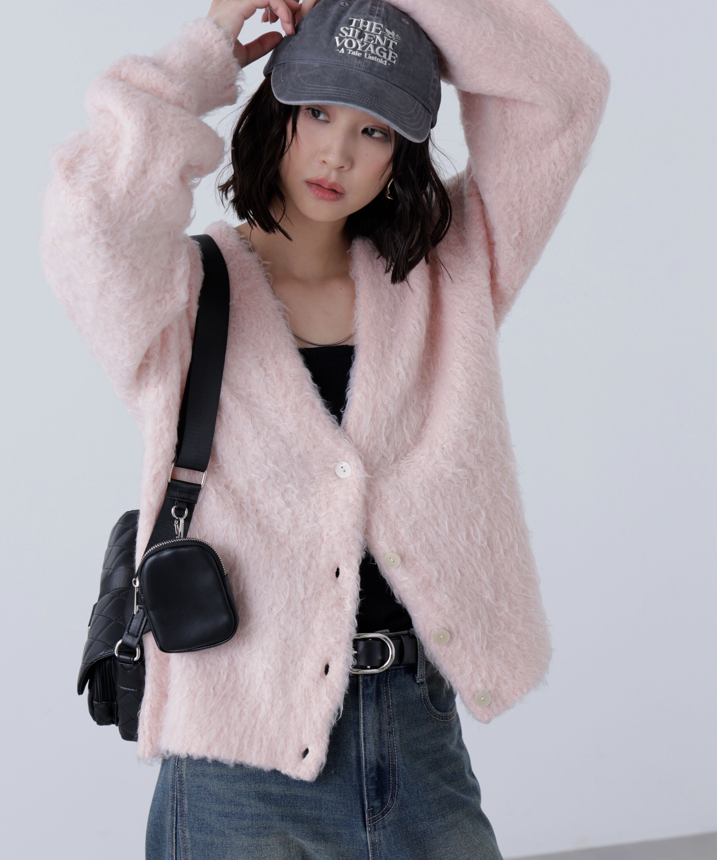  「ウェーブ起毛Vネックカーディガン」|ニット・セーター|