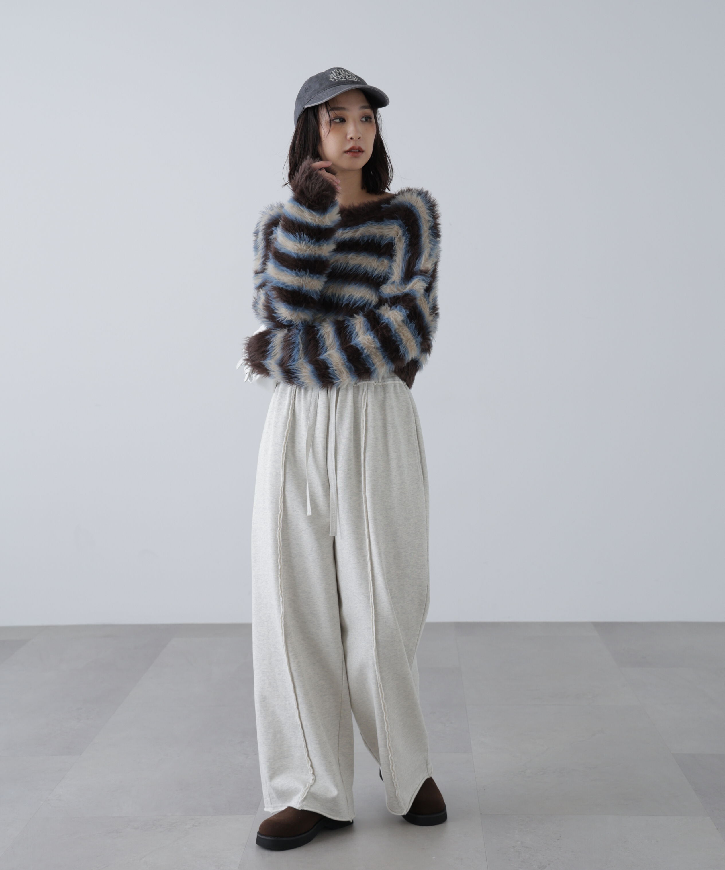  「シャギーボーダークロップドニット」|ニット・セーター|