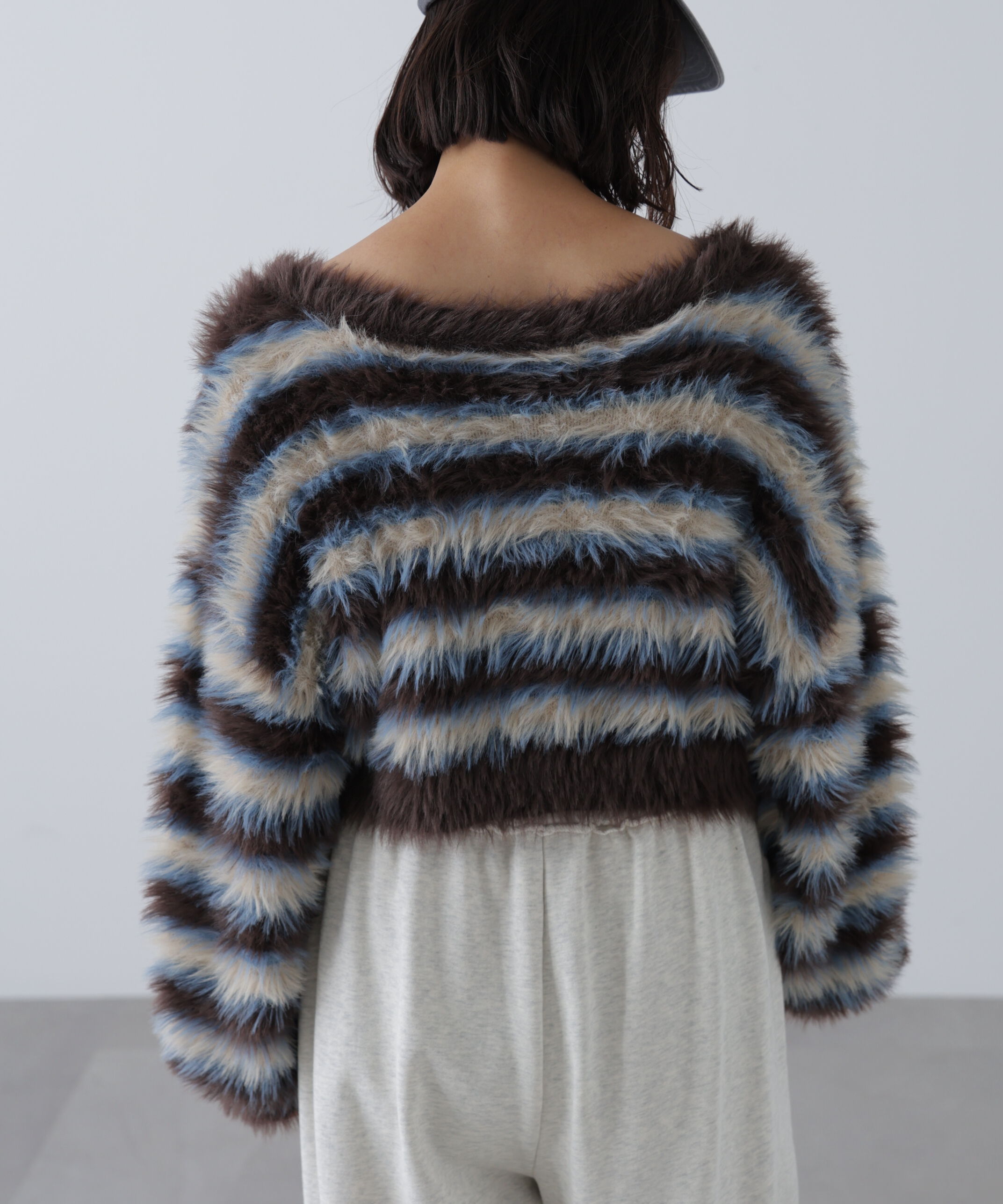  「シャギーボーダークロップドニット」|ニット・セーター|