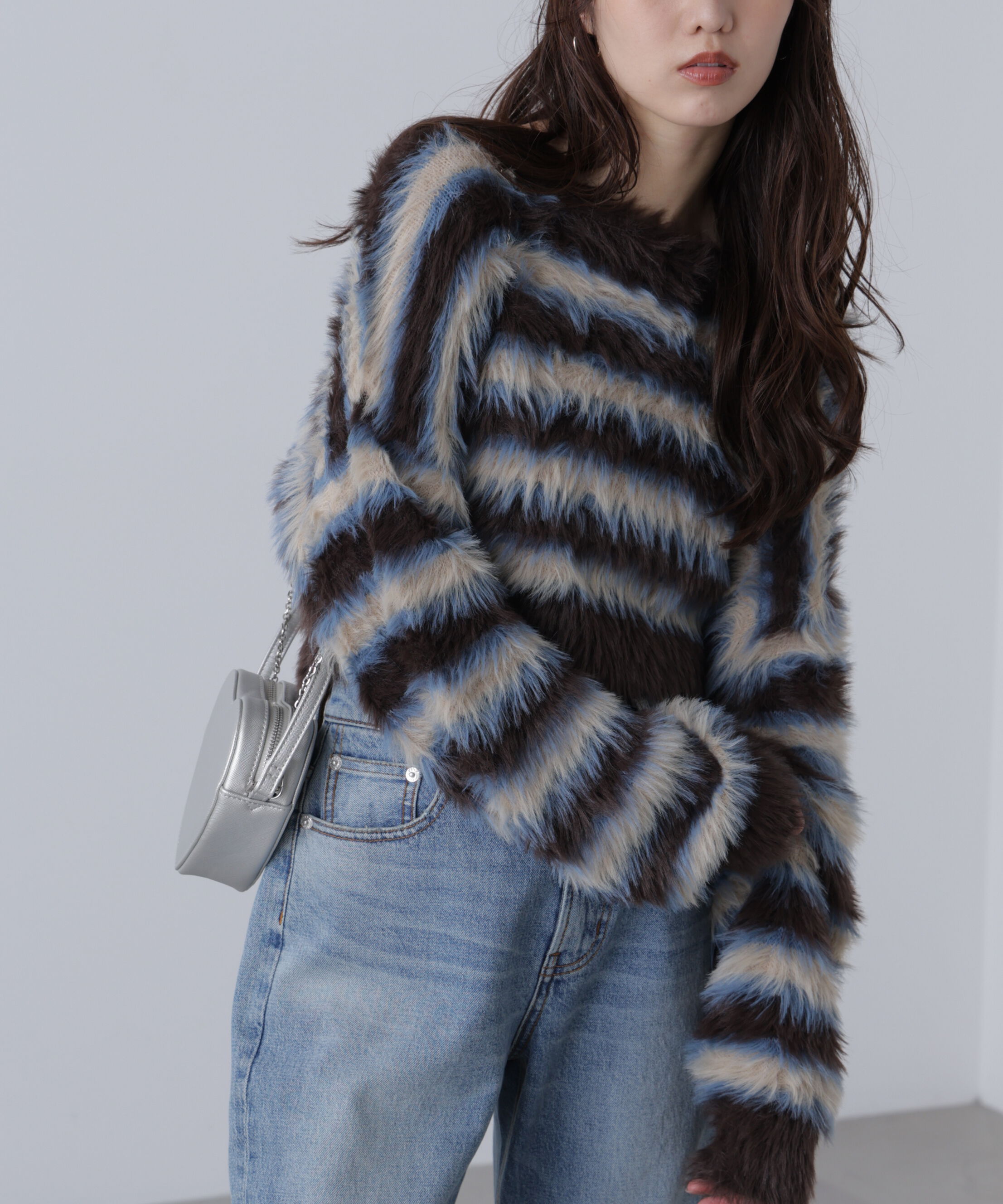  「シャギーボーダークロップドニット」|ニット・セーター|