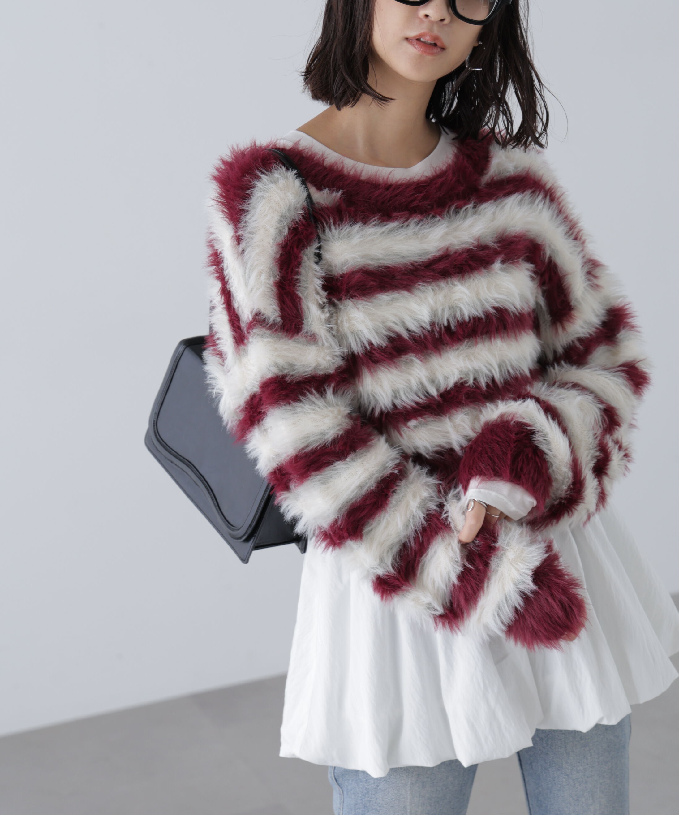  「シャギーボーダークロップドニット」|ニット・セーター|