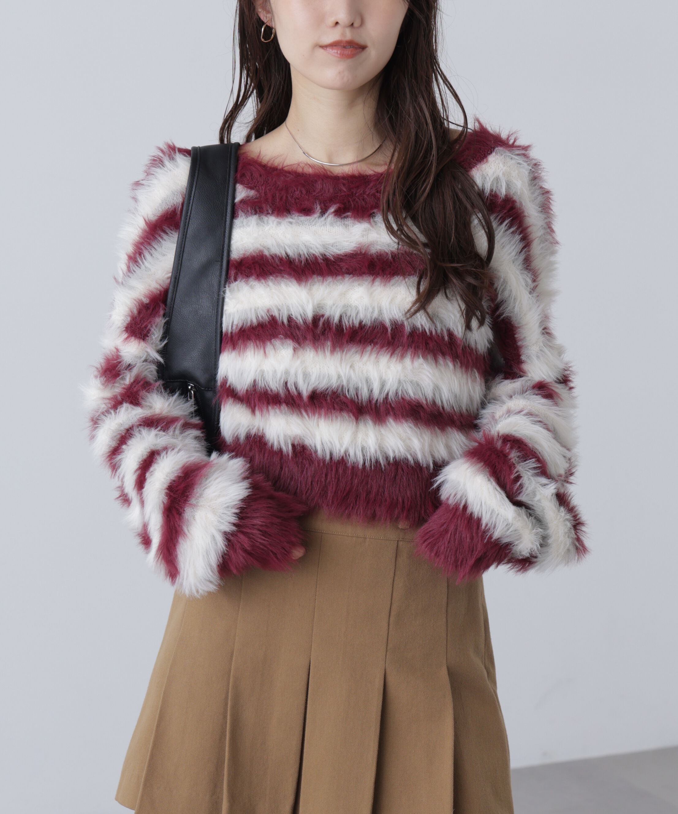  「シャギーボーダークロップドニット」|ニット・セーター|