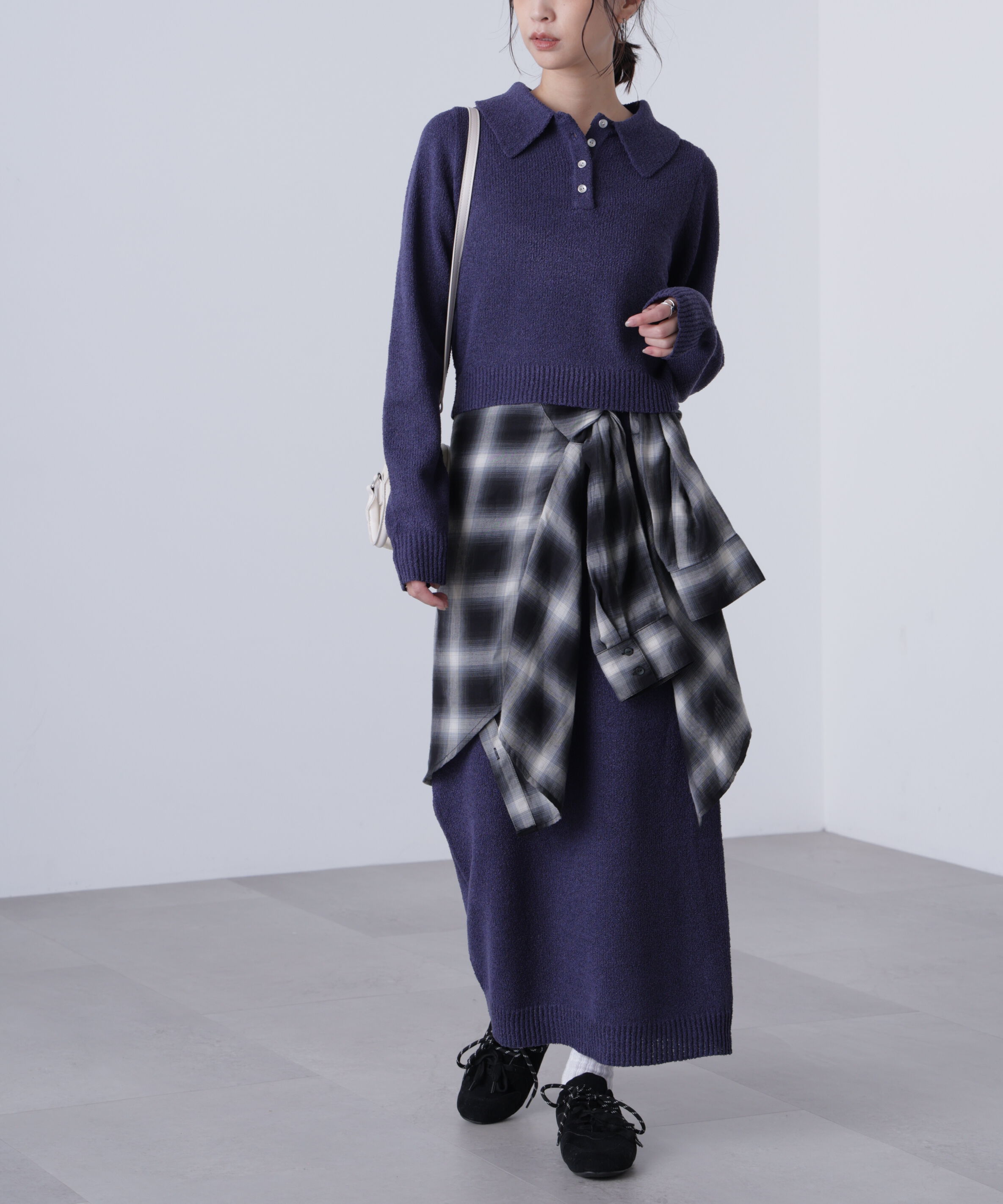  「ポロニットセットアップ」|ワンピース|ネイビー