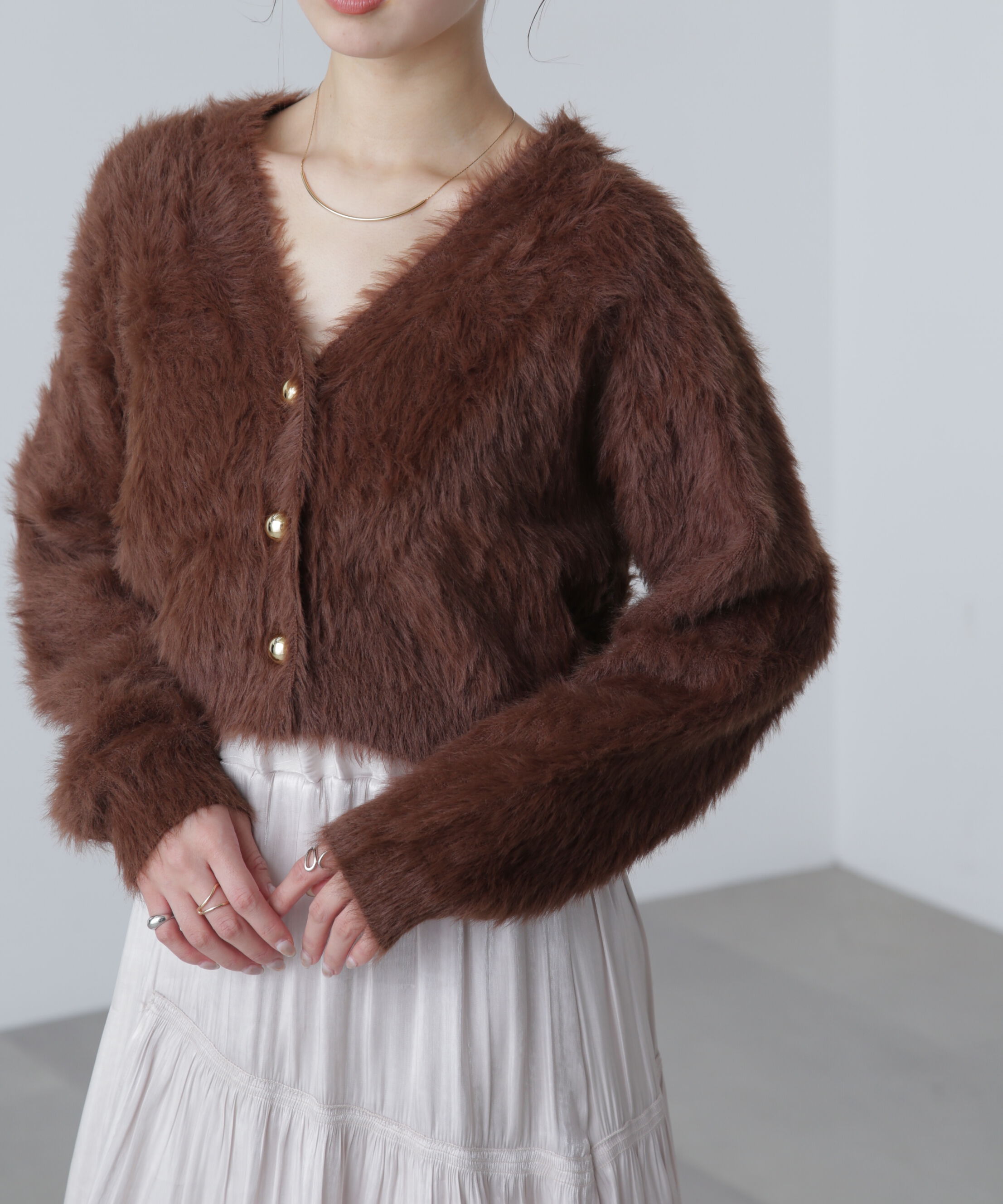  「金ボタンロングシャギーニットカーディガン〈ＭＦＭ〉」|ニット・セーター|