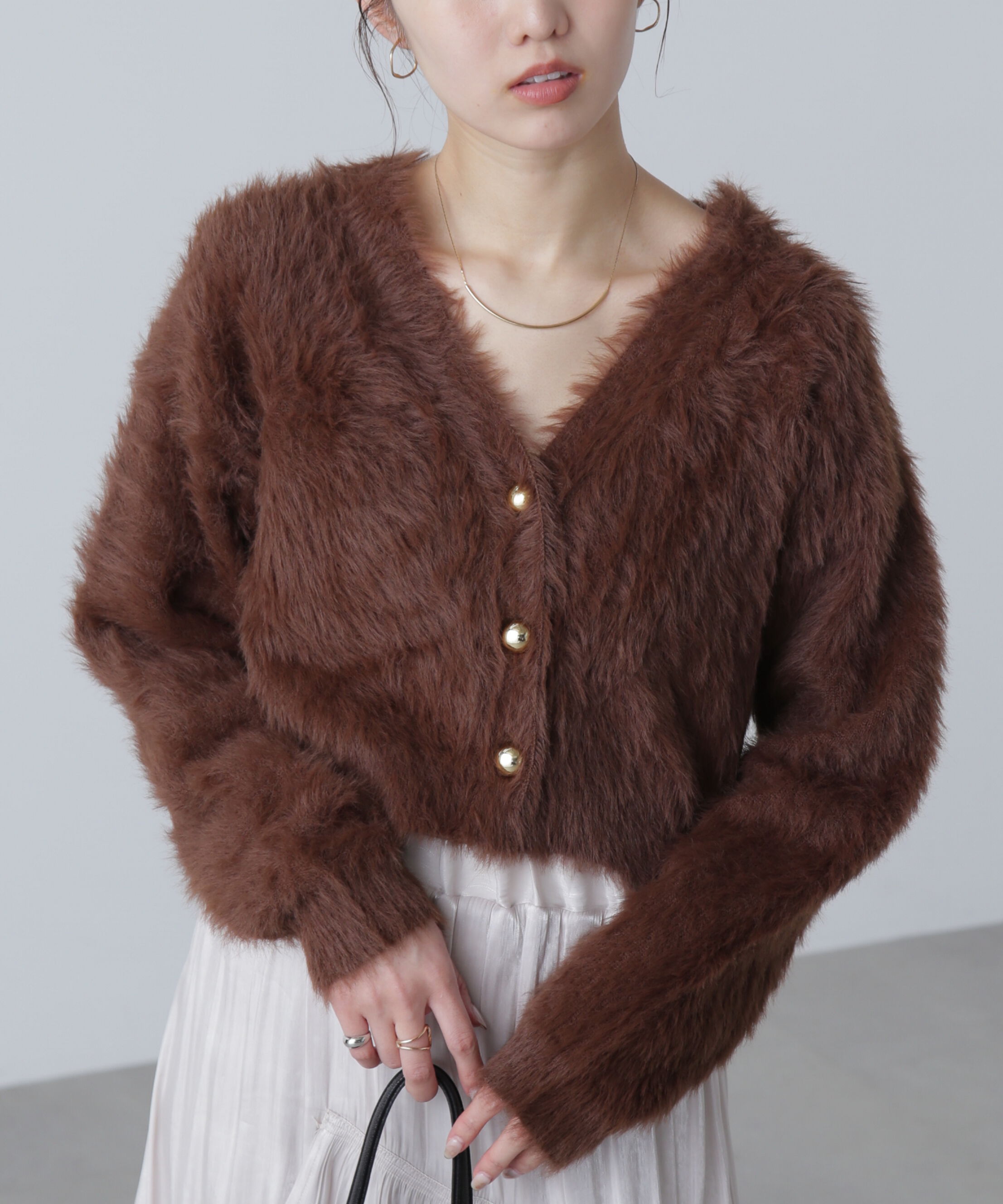  「金ボタンロングシャギーニットカーディガン〈ＭＦＭ〉」|ニット・セーター|