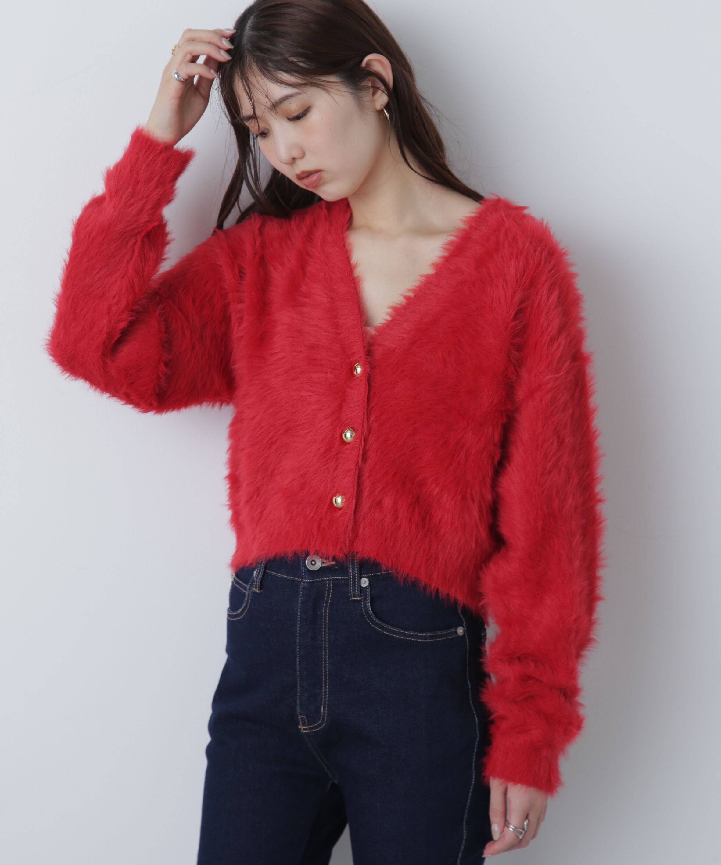  「金ボタンロングシャギーニットカーディガン〈ＭＦＭ〉」|ニット・セーター|