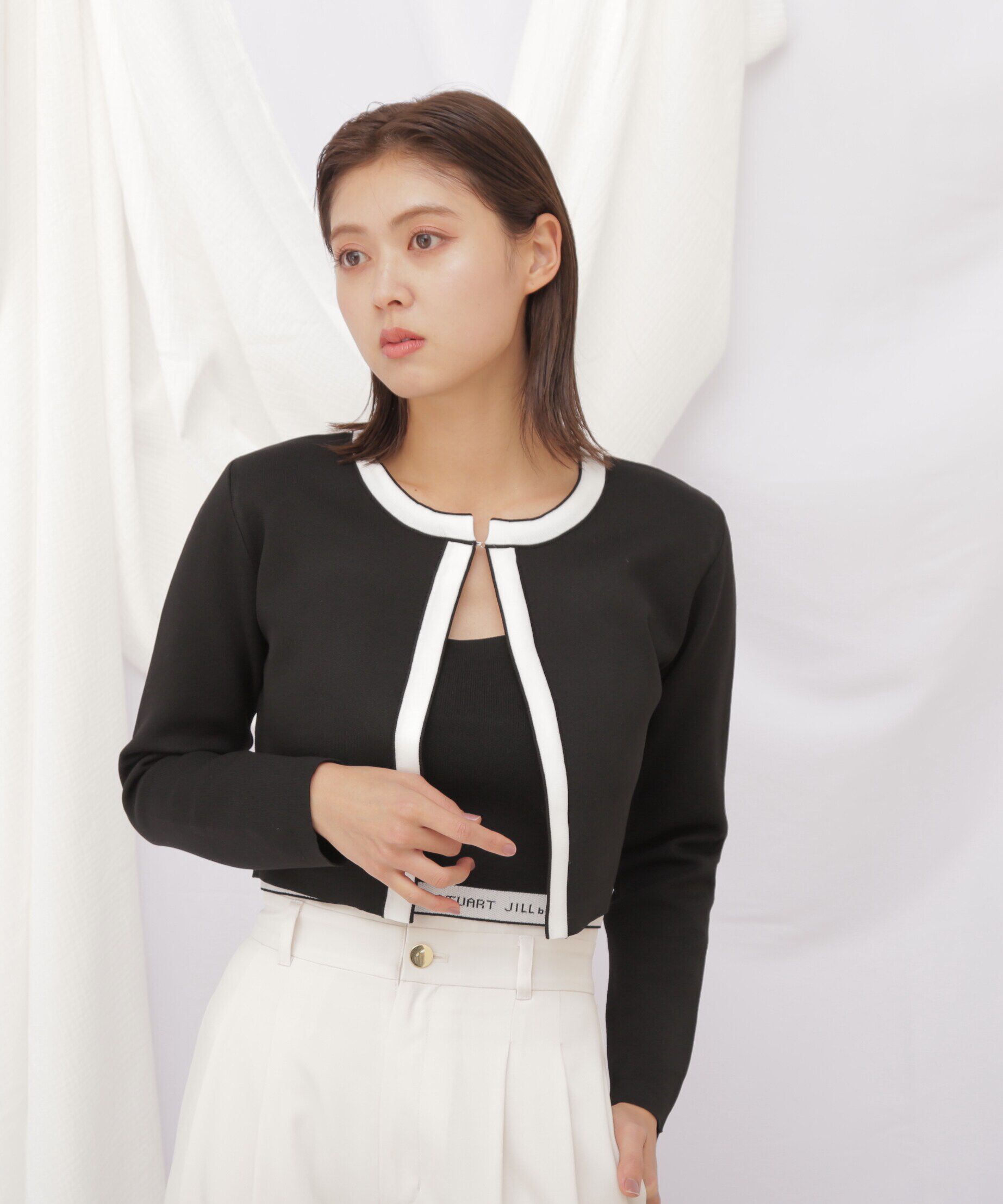  「◇ロゴジャガードビスチェアンサンブル　WEB限定カラー：ピンク」|ニット・セーター|