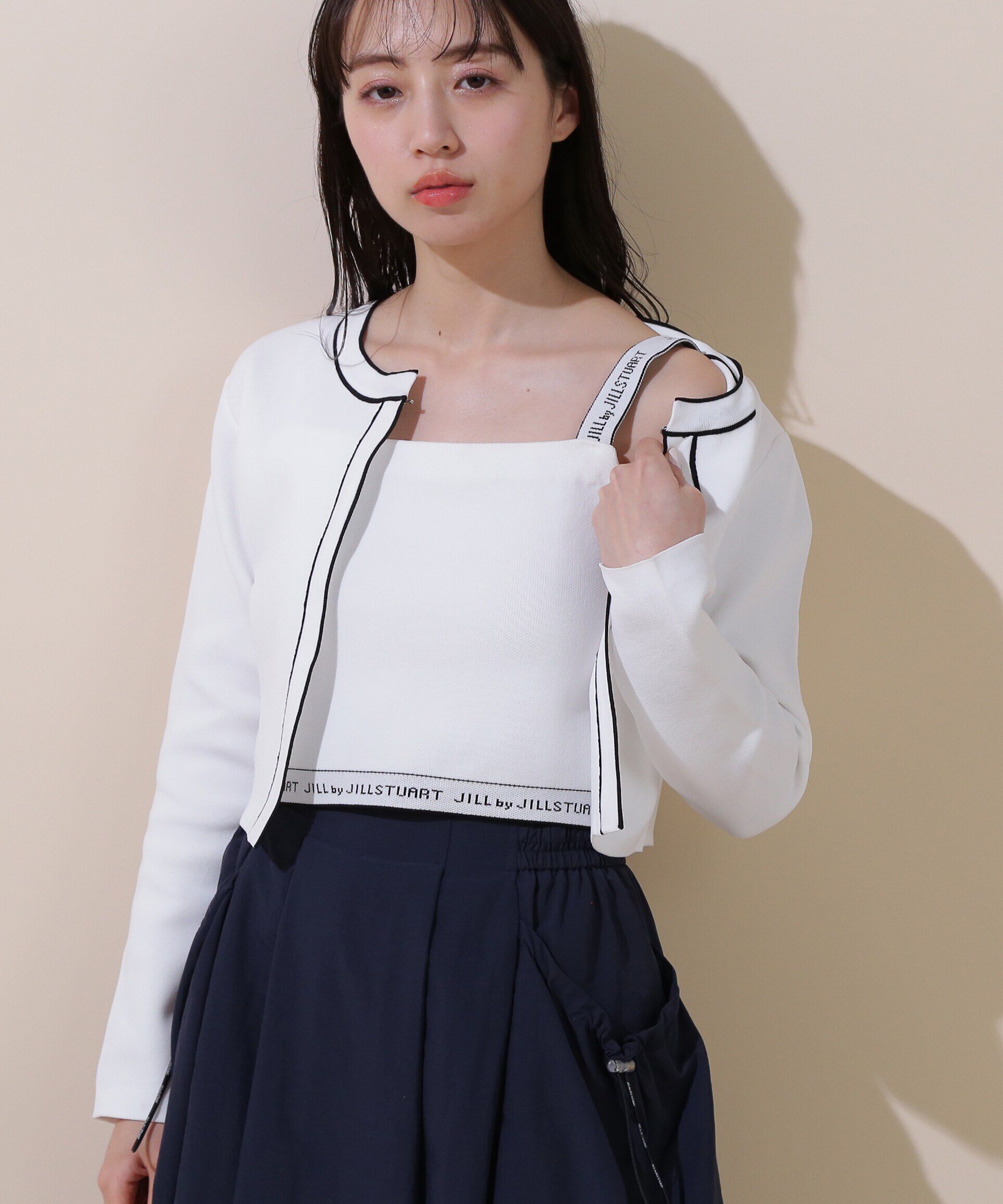  「◇ロゴジャガードビスチェアンサンブル　WEB限定カラー：ピンク」|ニット・セーター|ホワイト