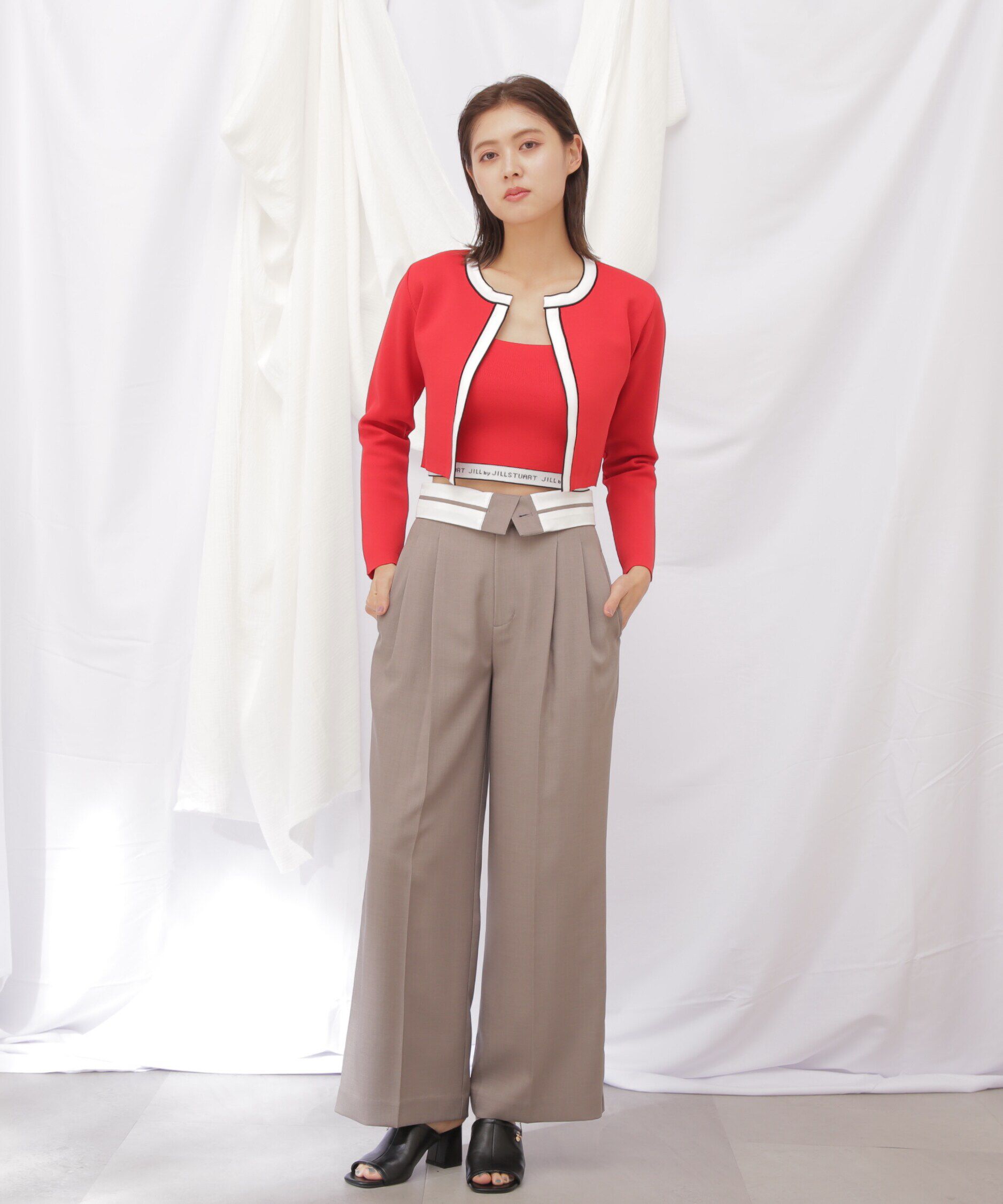  「◇ロゴジャガードビスチェアンサンブル　WEB限定カラー：ピンク」|ニット・セーター|