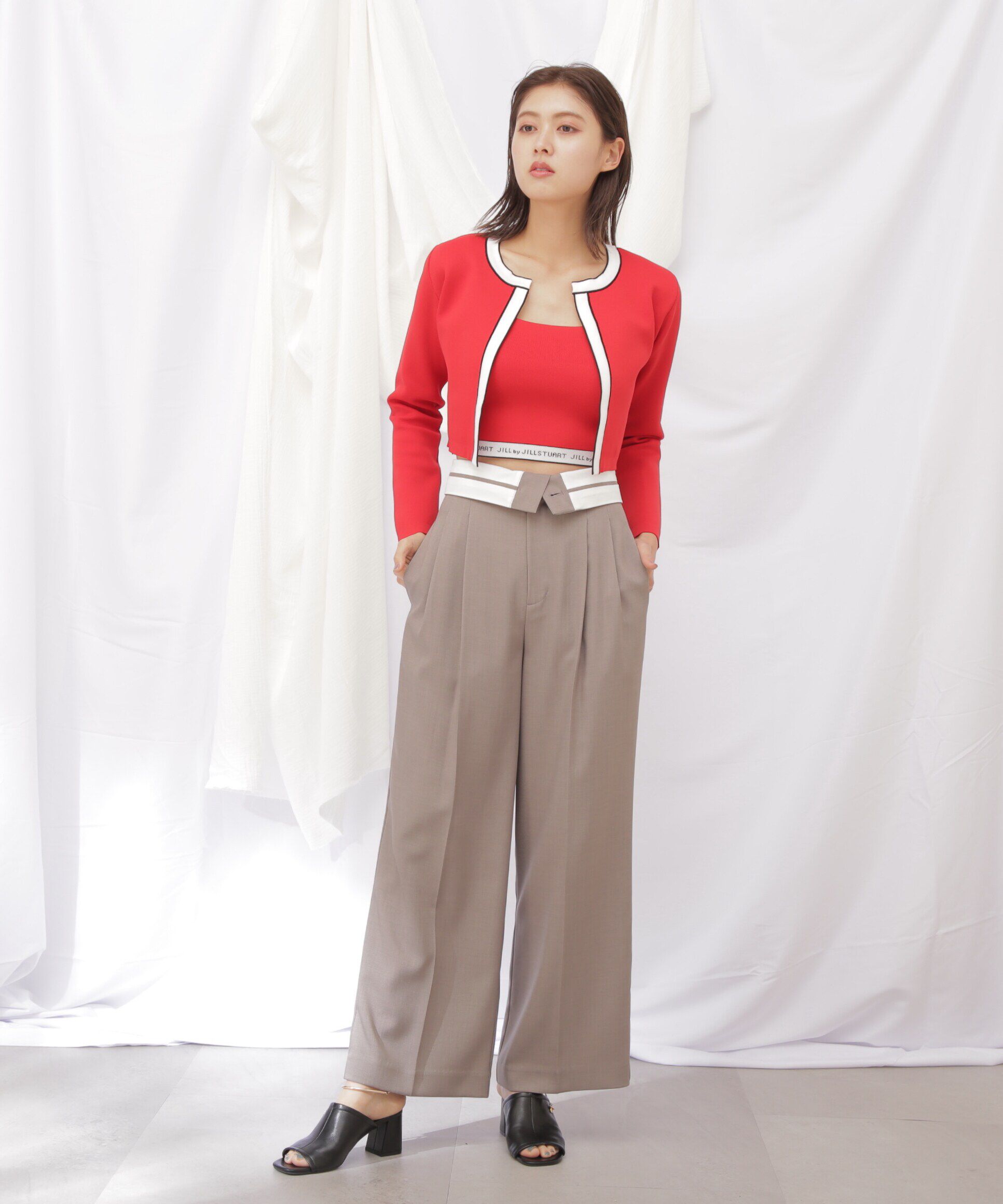  「◇ロゴジャガードビスチェアンサンブル　WEB限定カラー：ピンク」|ニット・セーター|