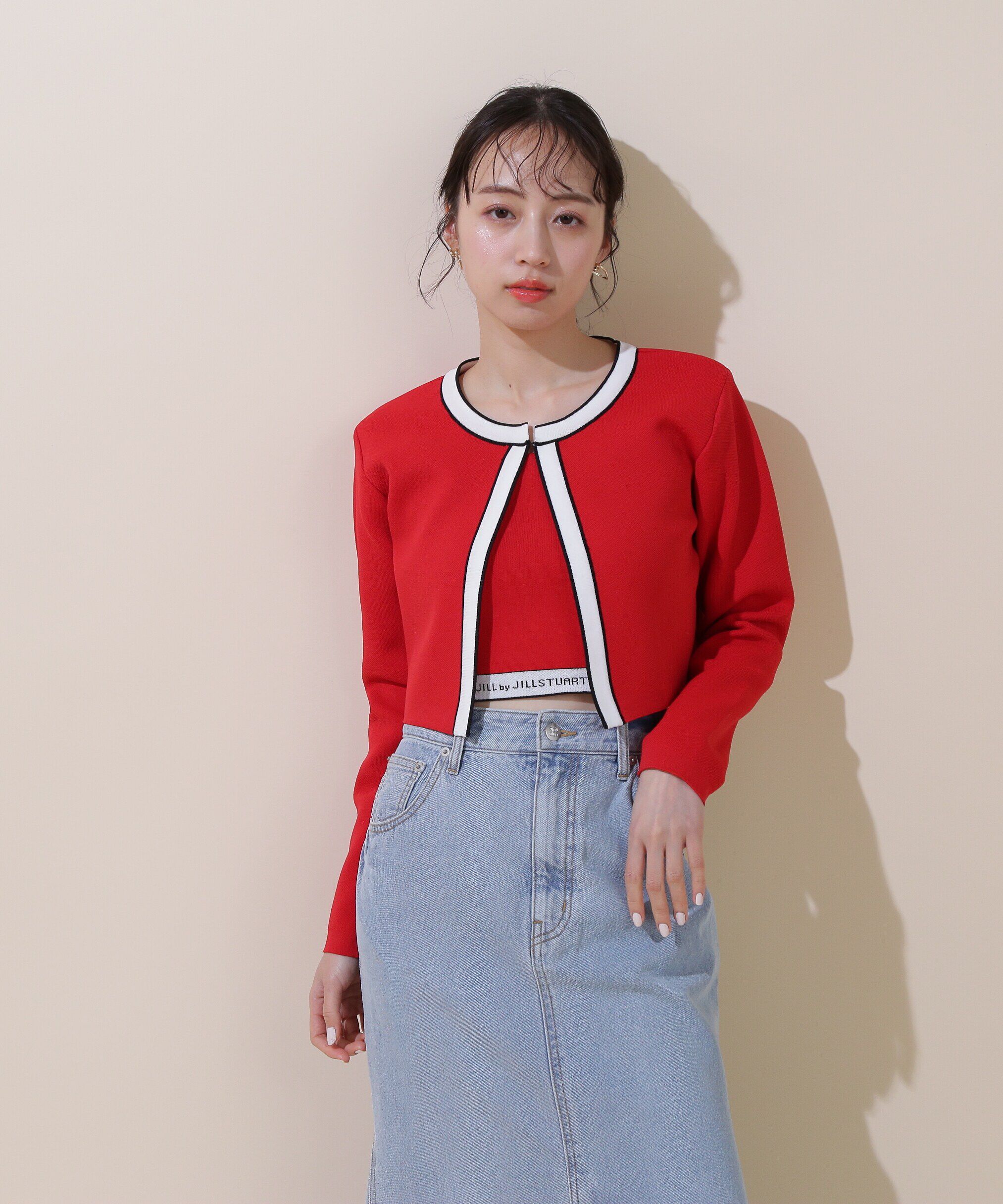  「◇ロゴジャガードビスチェアンサンブル　WEB限定カラー：ピンク」|ニット・セーター|