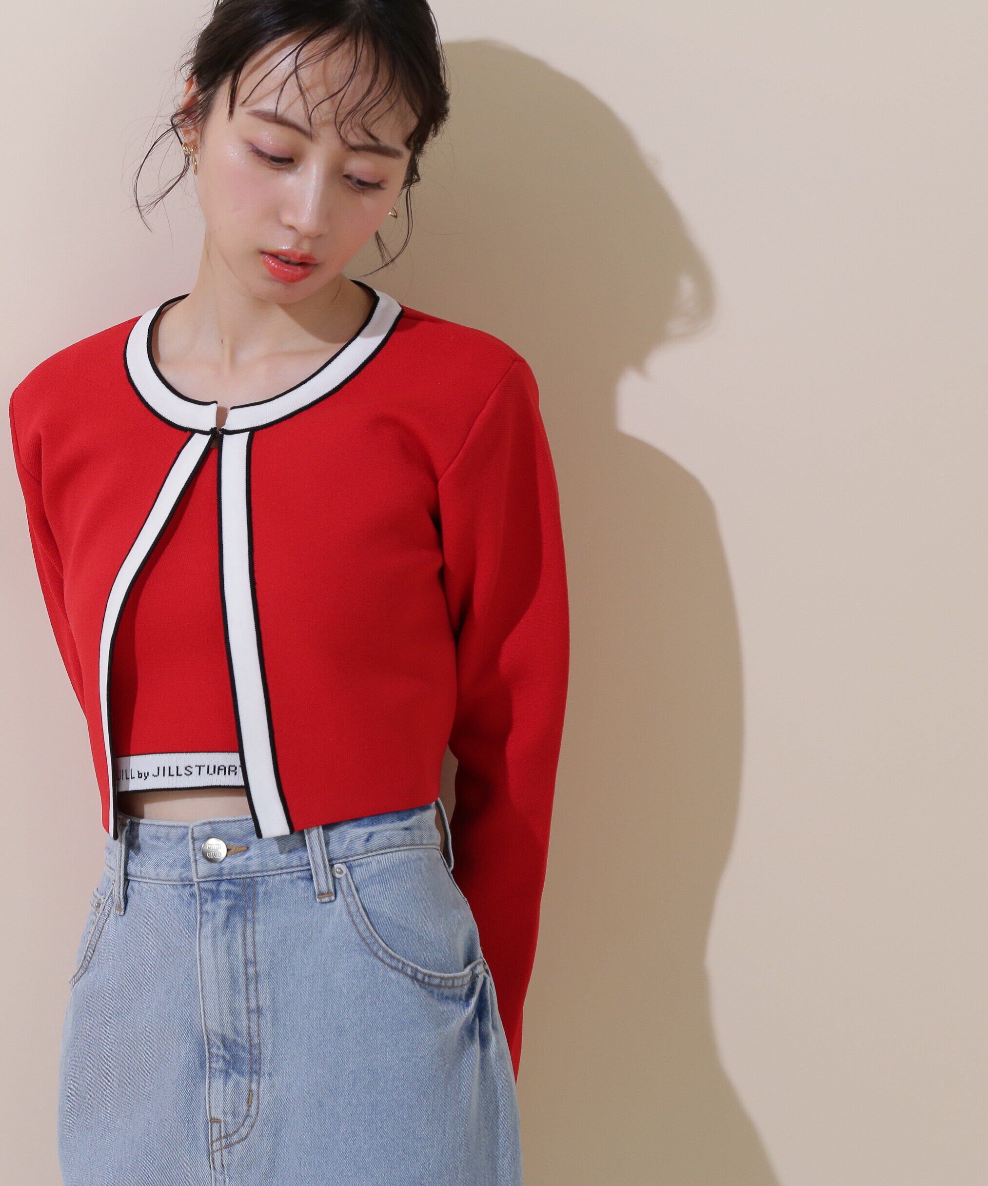  「◇ロゴジャガードビスチェアンサンブル　WEB限定カラー：ピンク」|ニット・セーター|