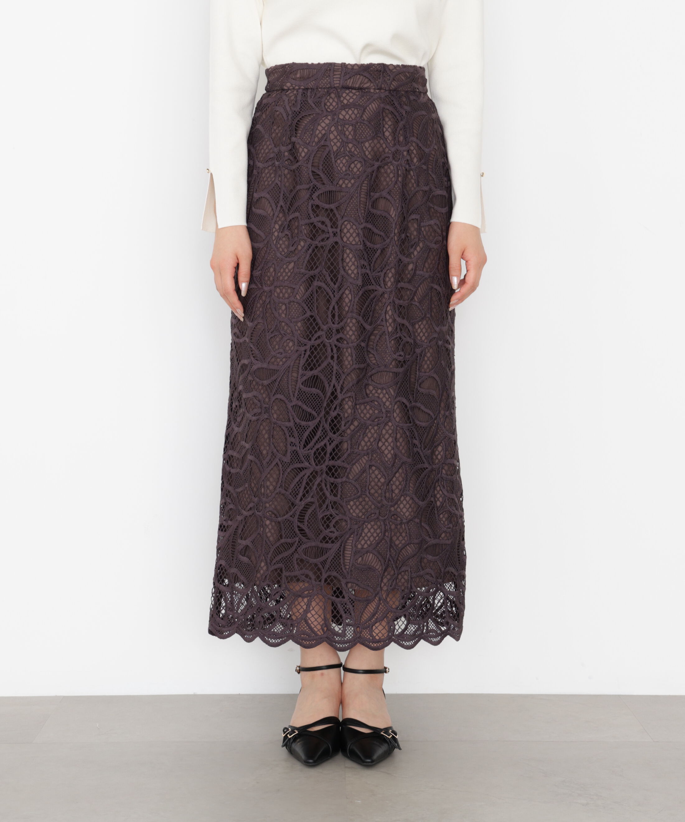 PROPORTION BODY DRESSING「ケミカルレースナロースカート 25AW」|スカート|