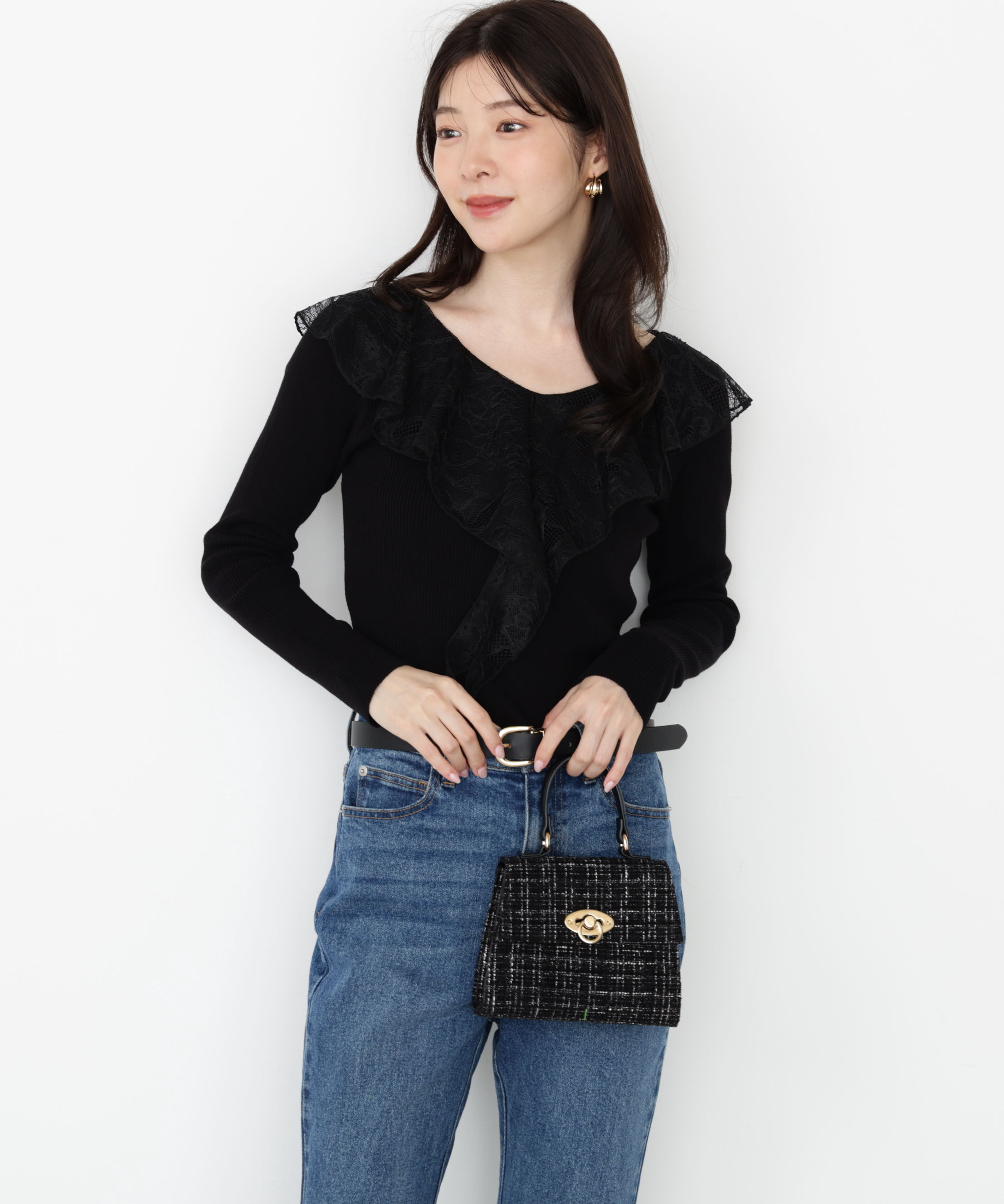 PROPORTION BODY DRESSING「レースフリルニット 25AW」|ニット・セーター|