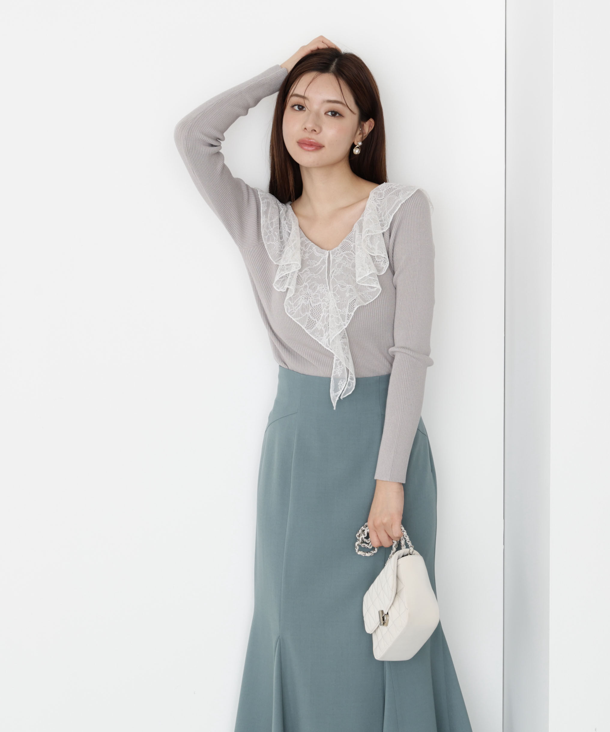 PROPORTION BODY DRESSING「レースフリルニット 25AW」|ニット・セーター|