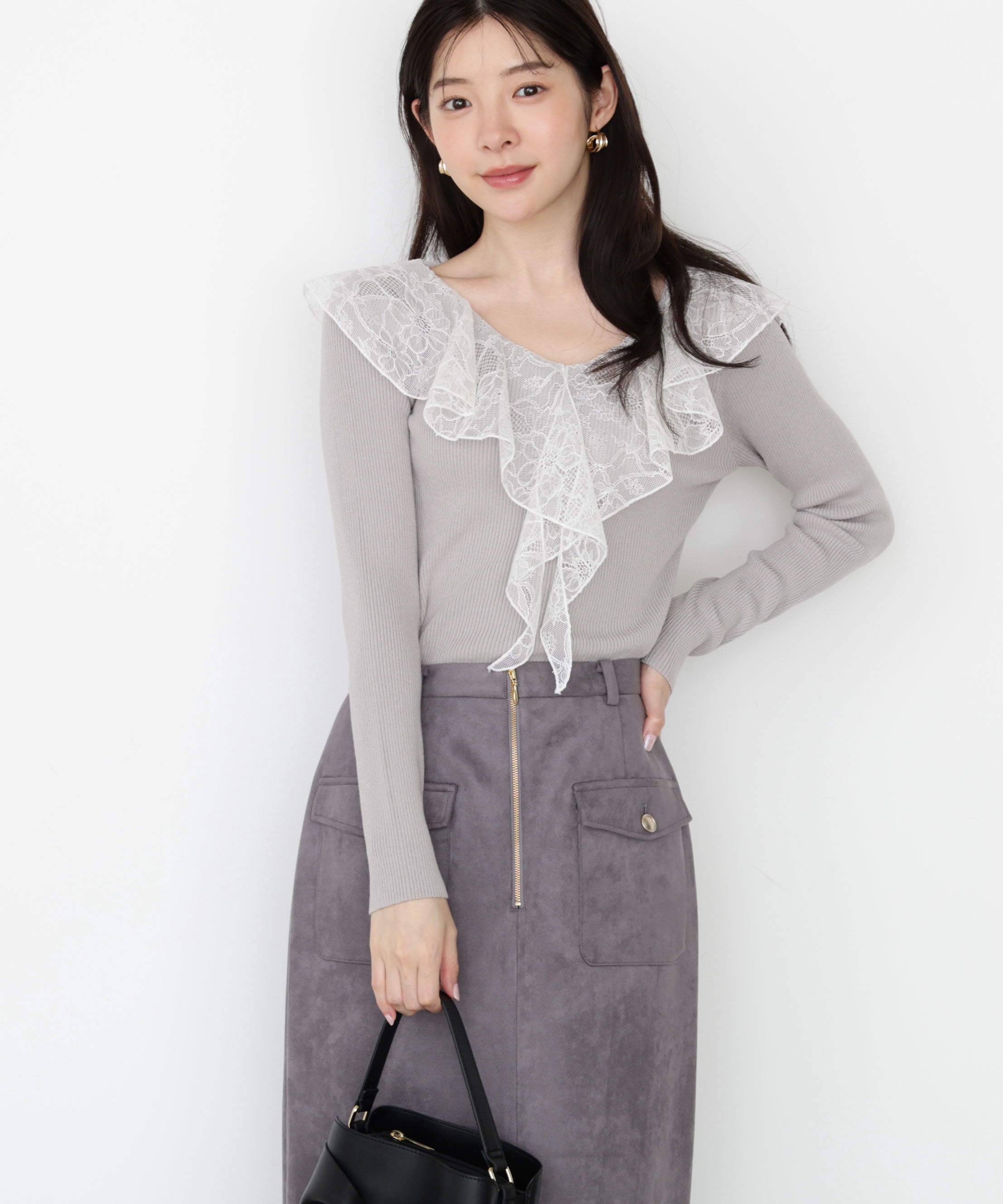 PROPORTION BODY DRESSING「レースフリルニット 25AW」|ニット・セーター|