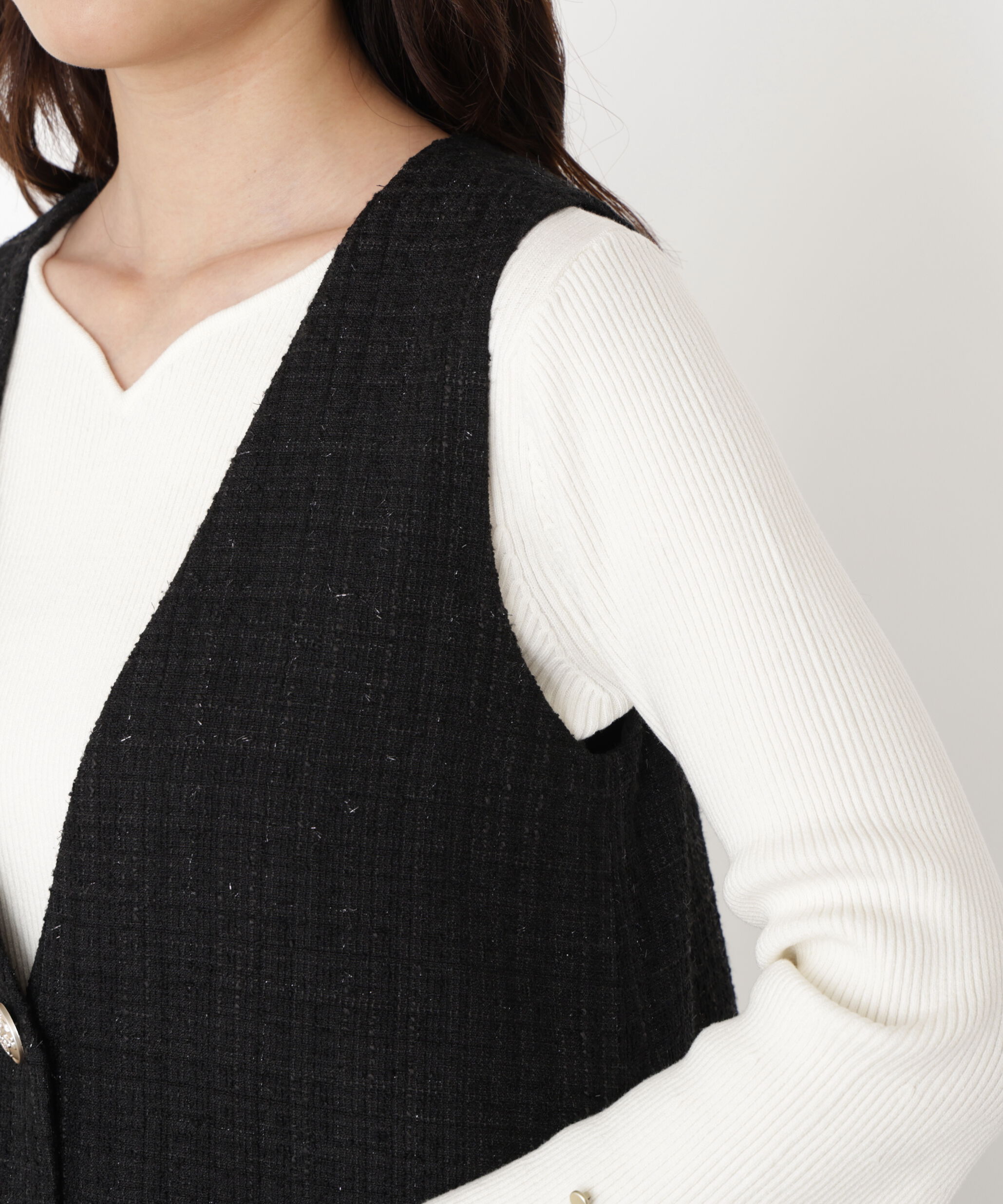 PROPORTION BODY DRESSING「ラメ釦ツイードミニジャンスカ 25AW」|ワンピース|