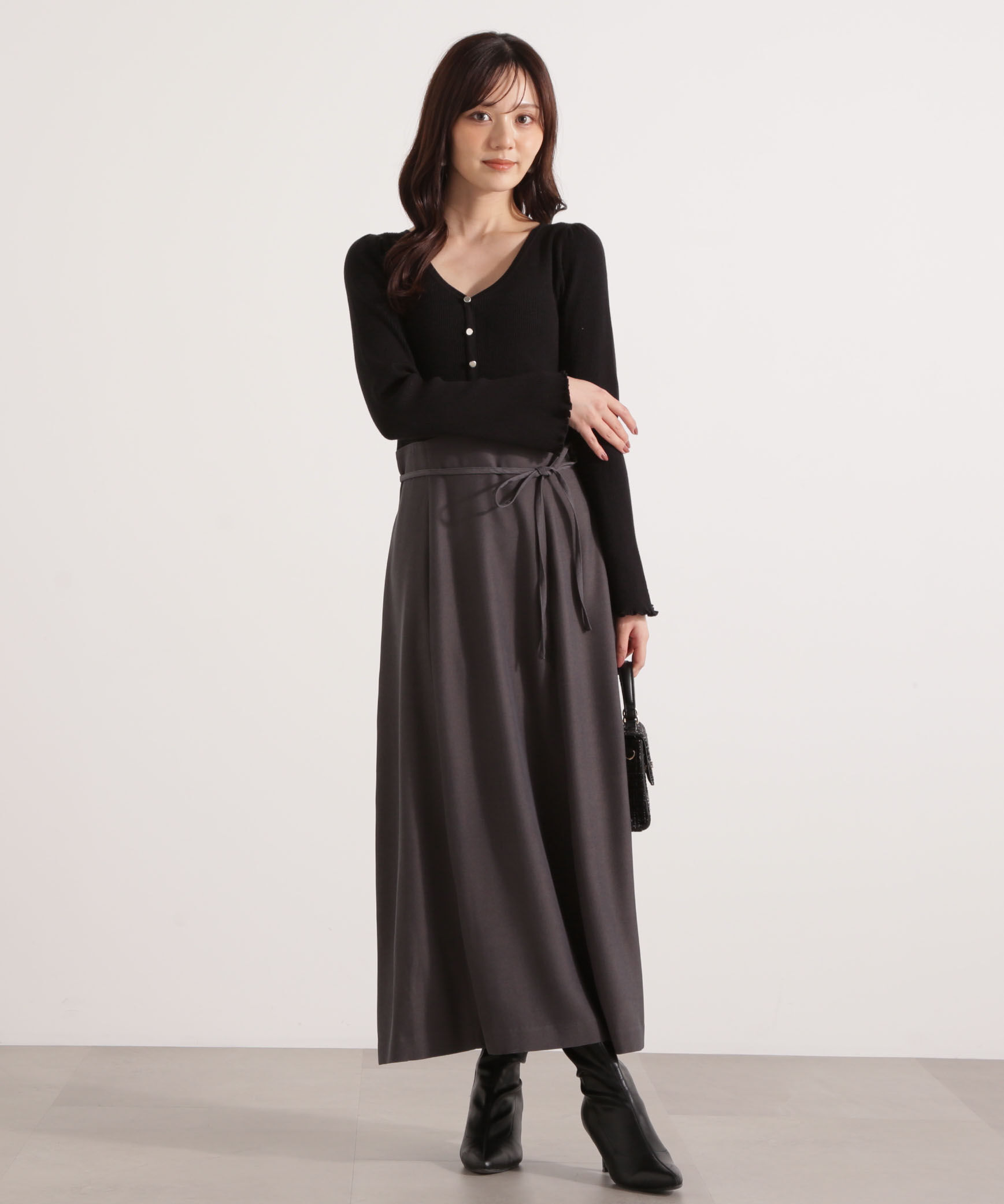 PROPORTION BODY DRESSING「ニットドッキングレディーワンピース 25AW」|ワンピース|ブラック&times;チャ