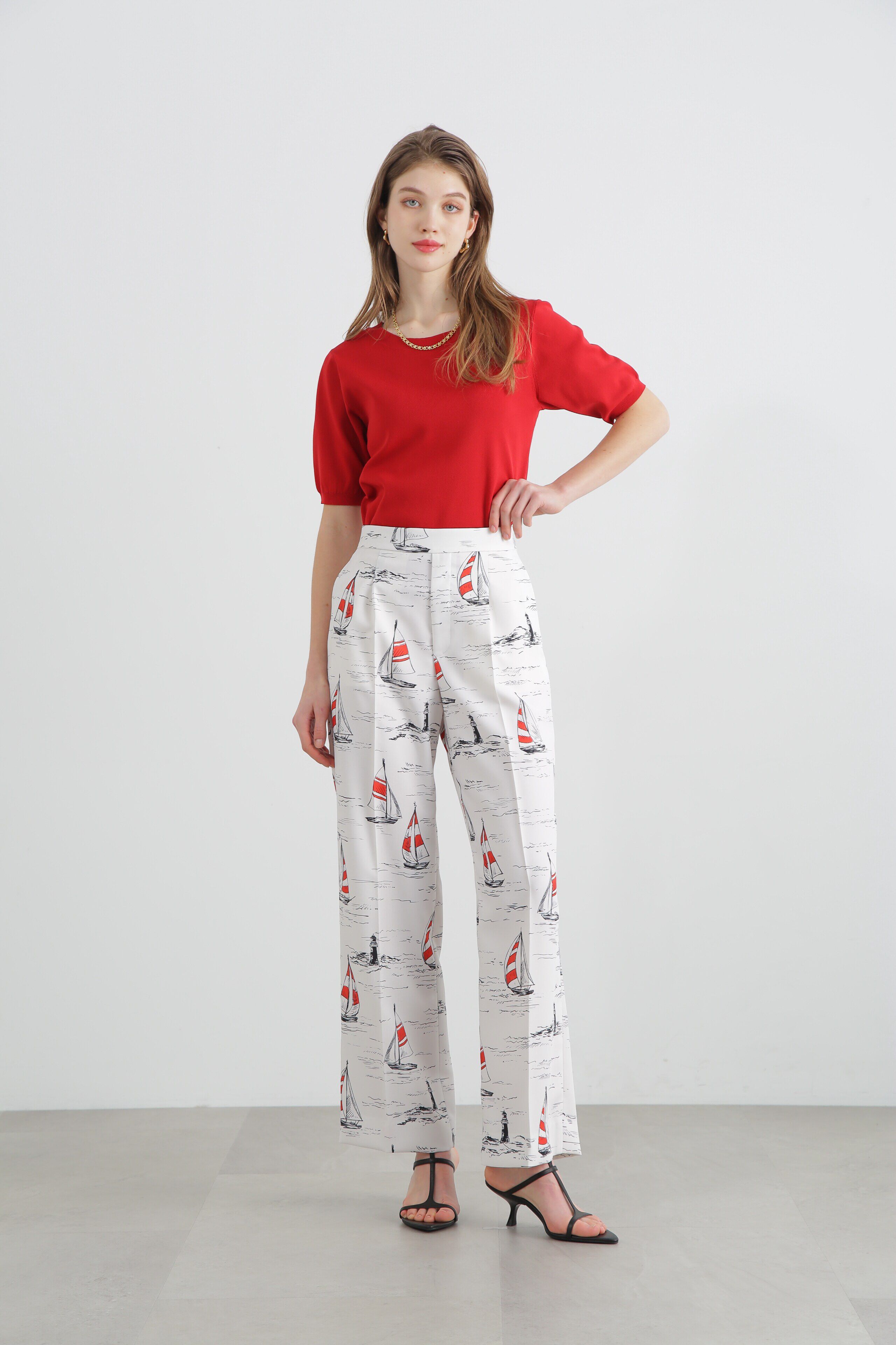  「◆ヨットプリントセミワイドパンツ」|その他|