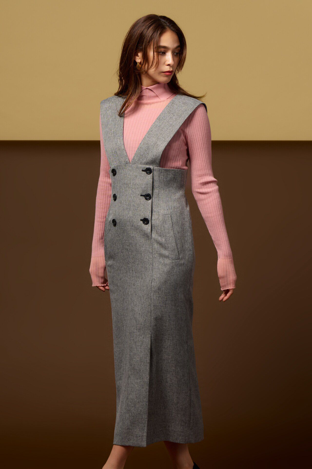  「◆デザインショルダージャンパースカート」|ワンピース|ブラック1