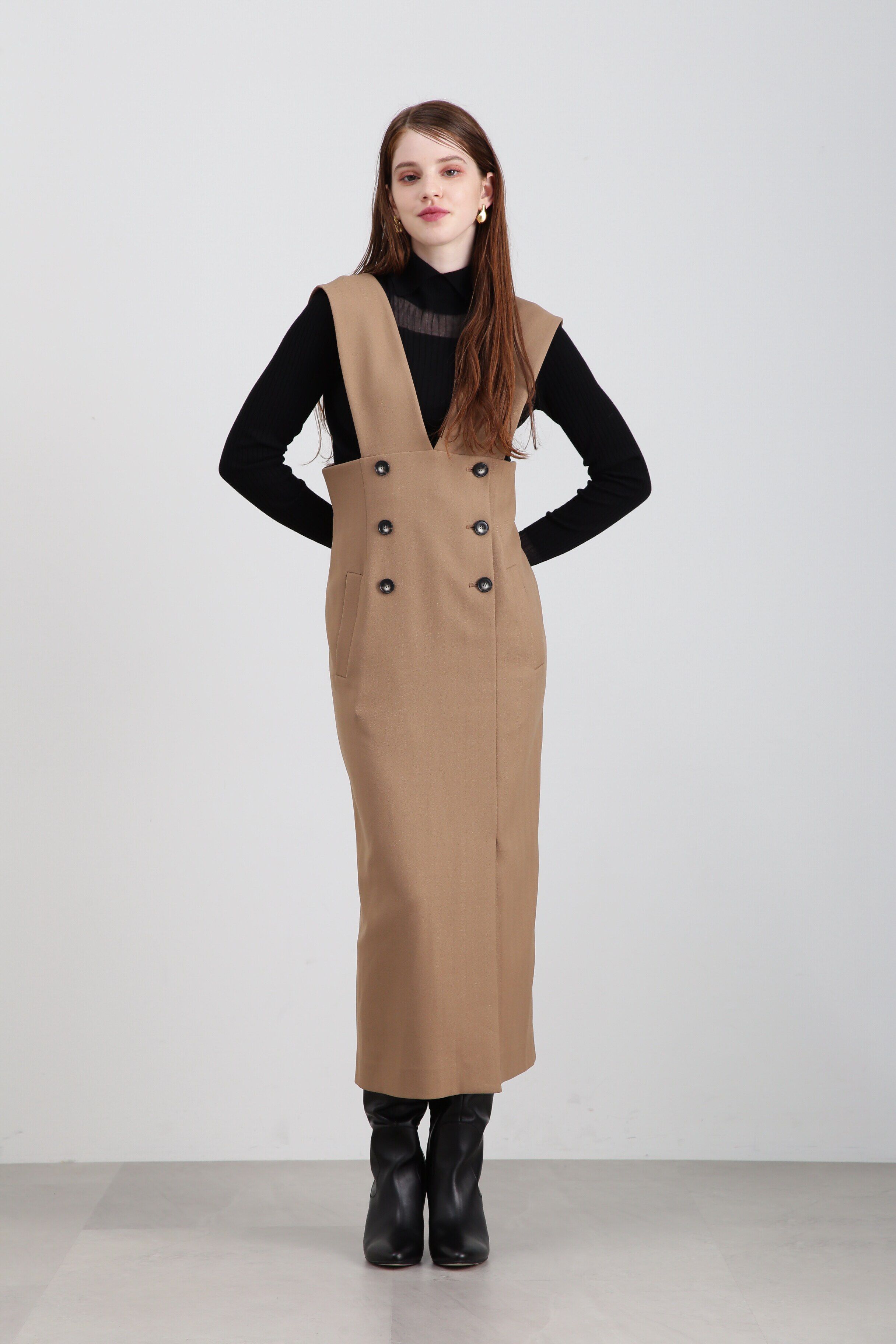  「◆デザインショルダージャンパースカート」|ワンピース|