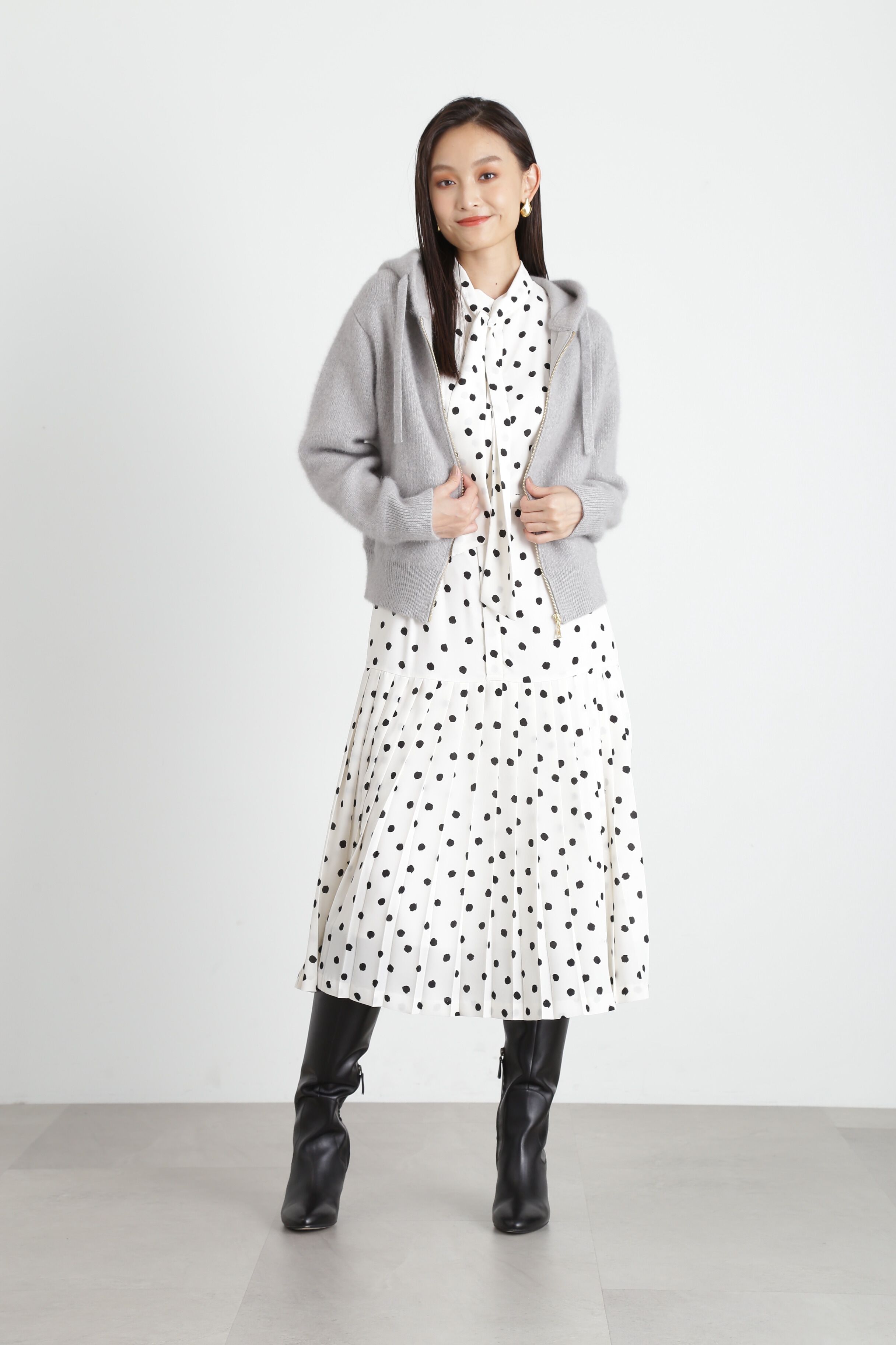  「◆ランダムドットプリーツワンピース」|ワンピース|