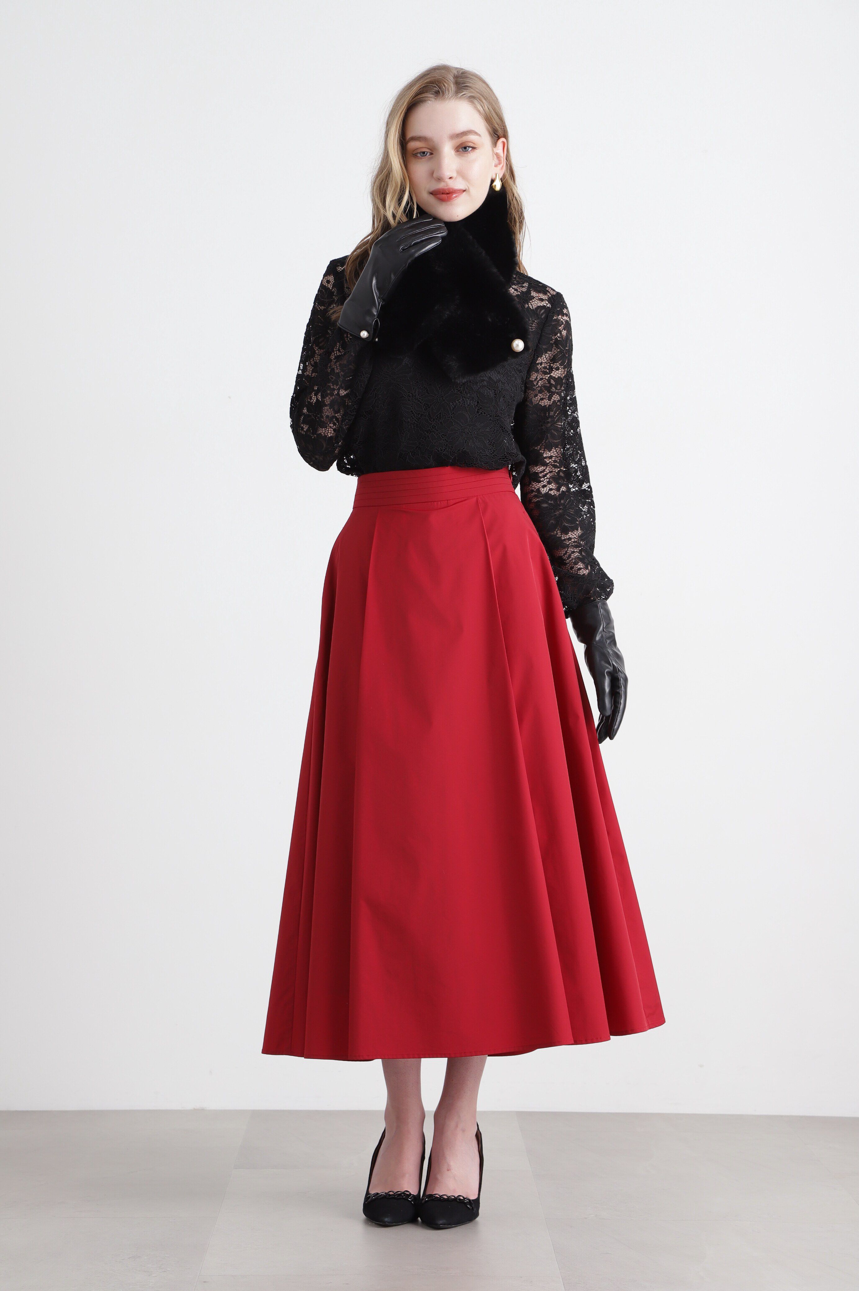  「◆ストレッチタフタフレアースカート」|スカート|