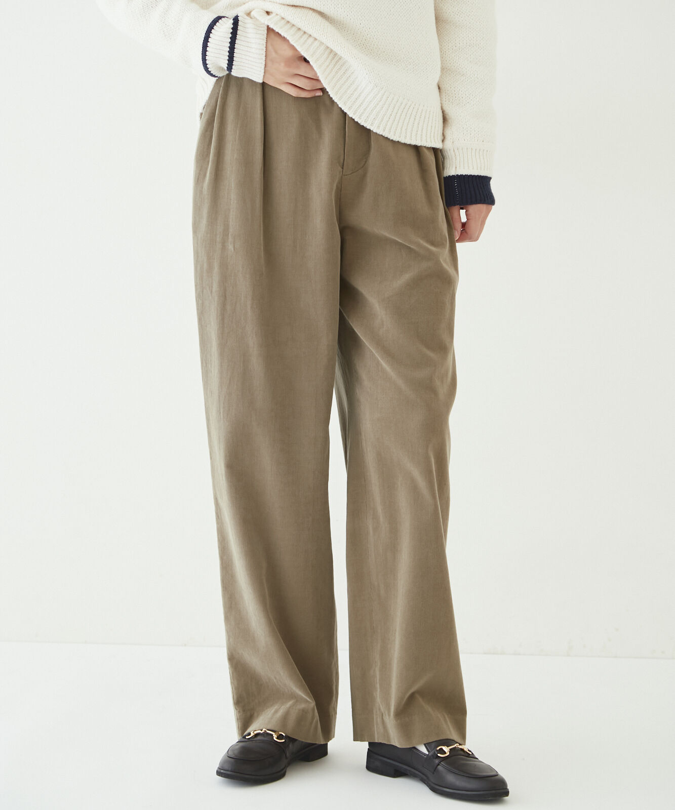  「◆エアーコールセミワイドパンツ」|その他|カーキ