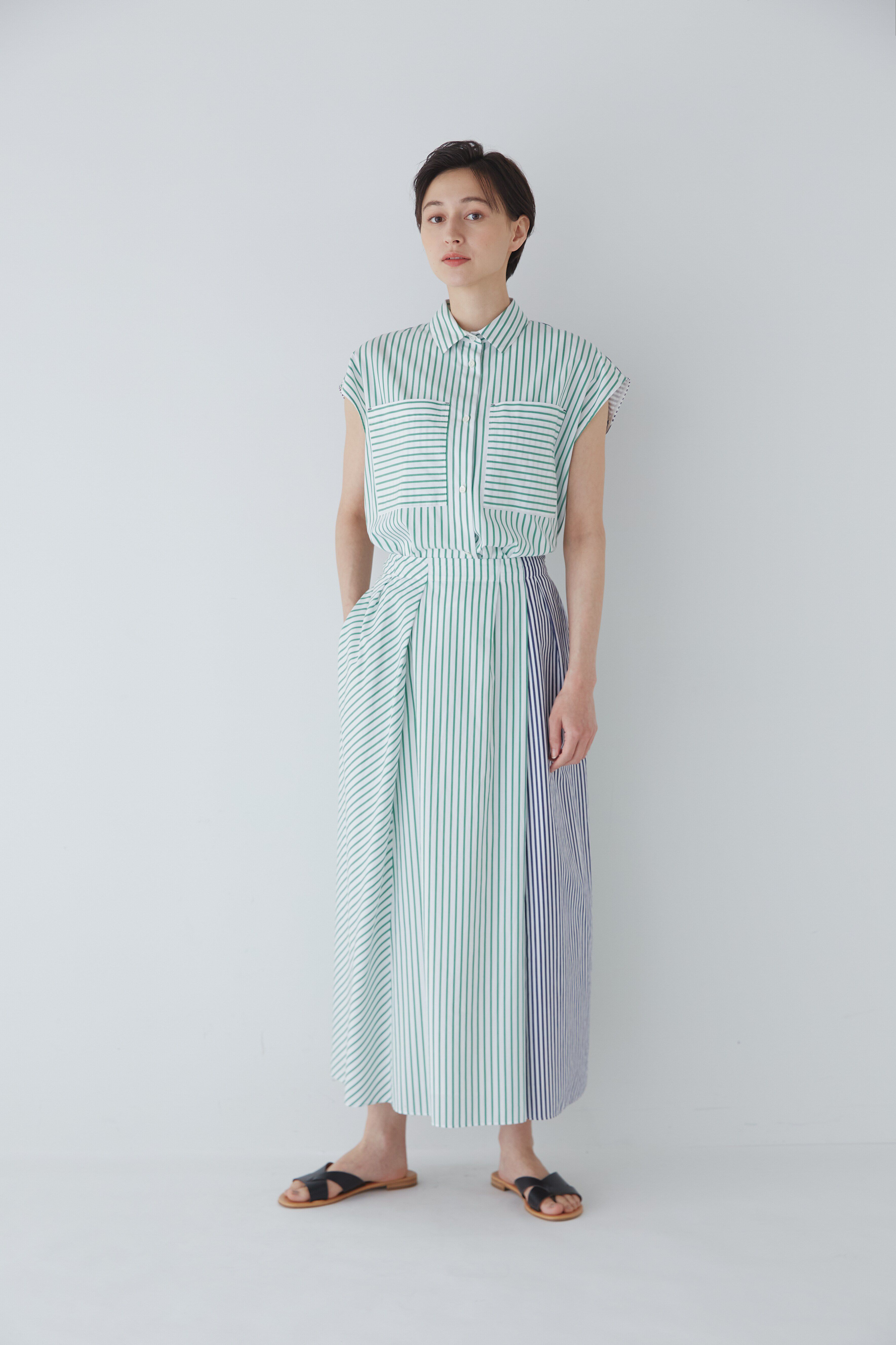  「◆バイカラーストライプスカート」|スカート|