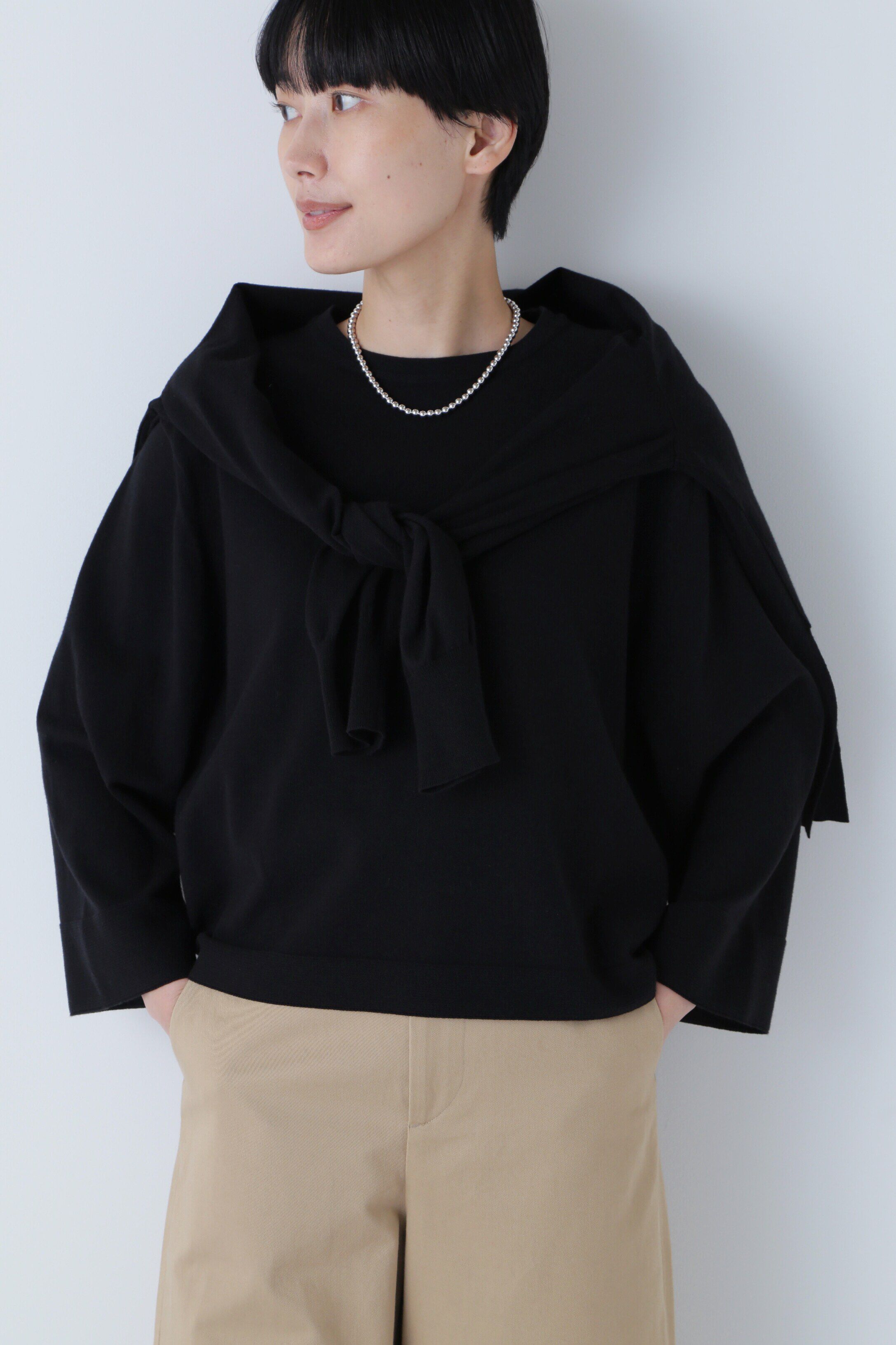  「◆コットンポリエステルキュプラニットプルオーバー」|ニット・セーター|ブラック