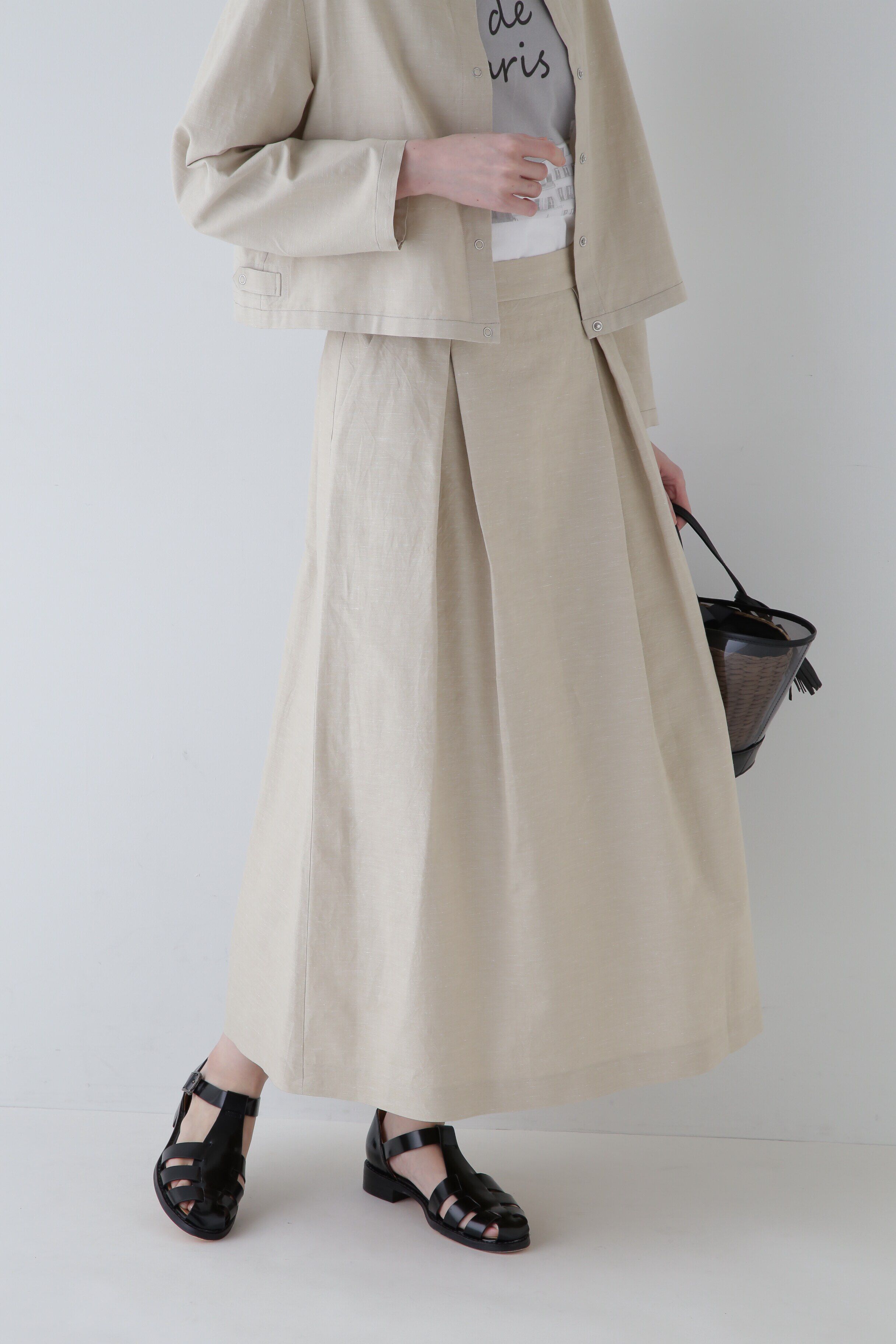  「◆綿麻シャンブレースカート」|スカート|ベージュ