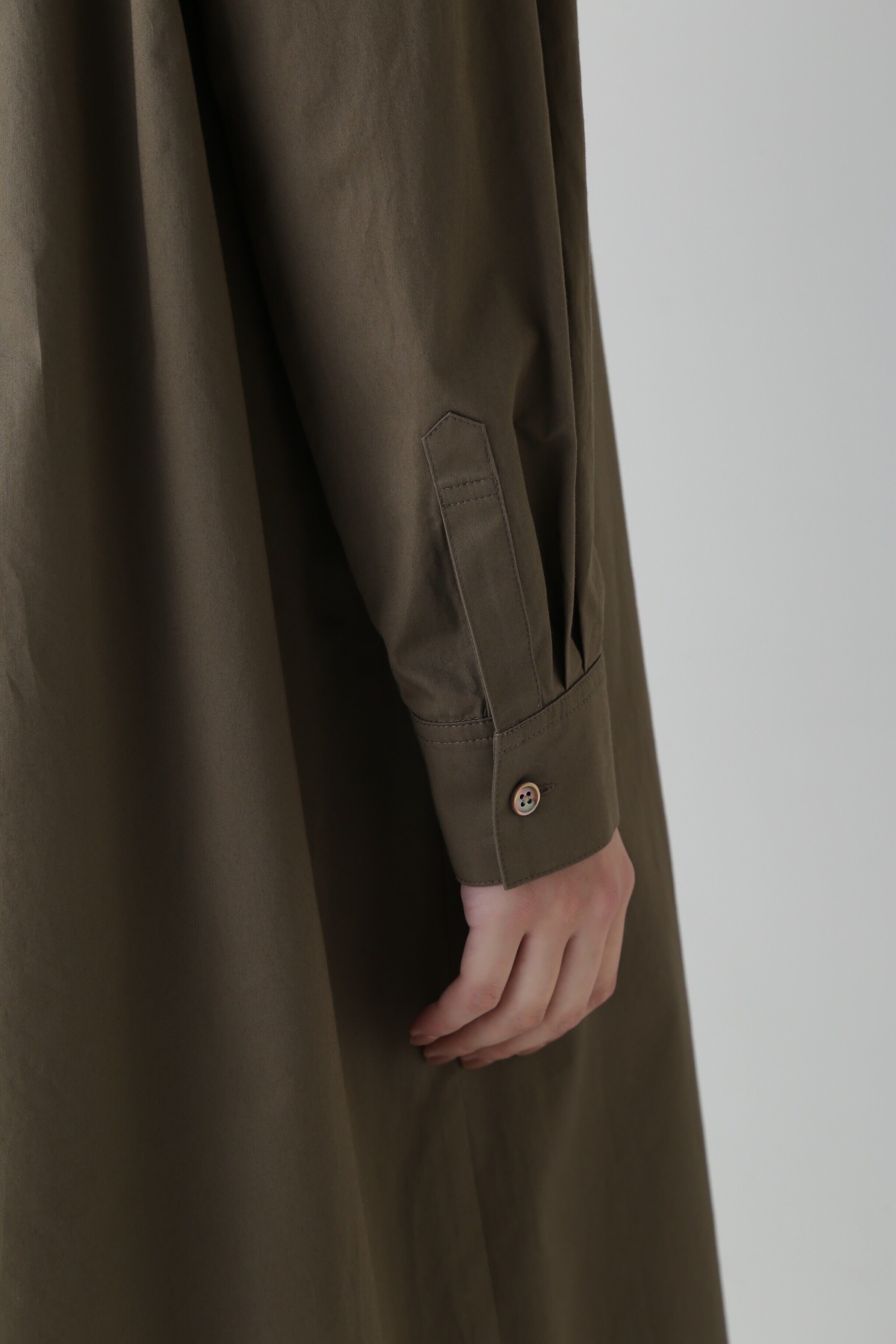  「◆コットンサテンバンドカラーシャツワンピース」|ワンピース|