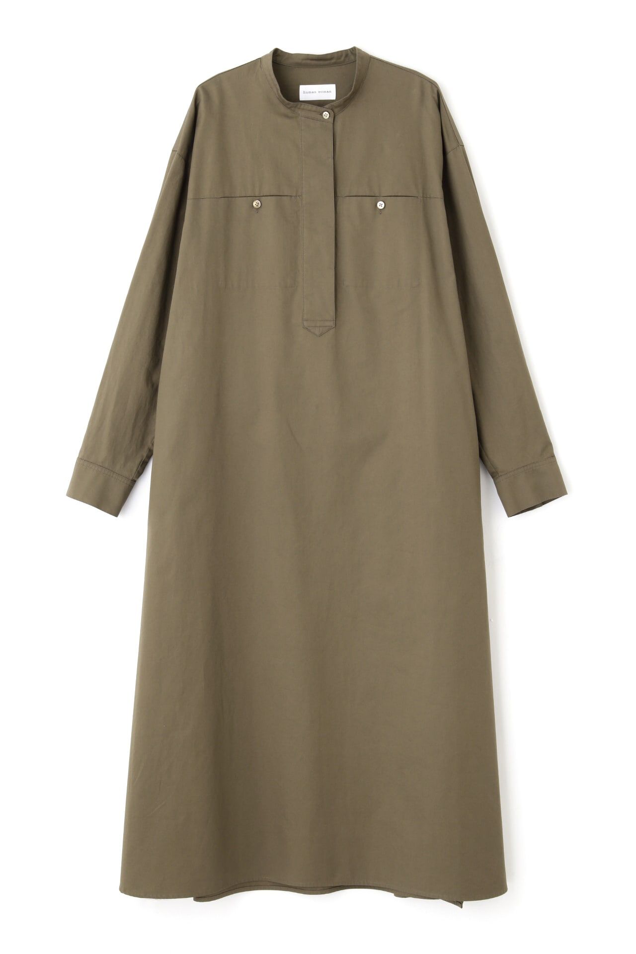  「◆コットンサテンバンドカラーシャツワンピース」|ワンピース|