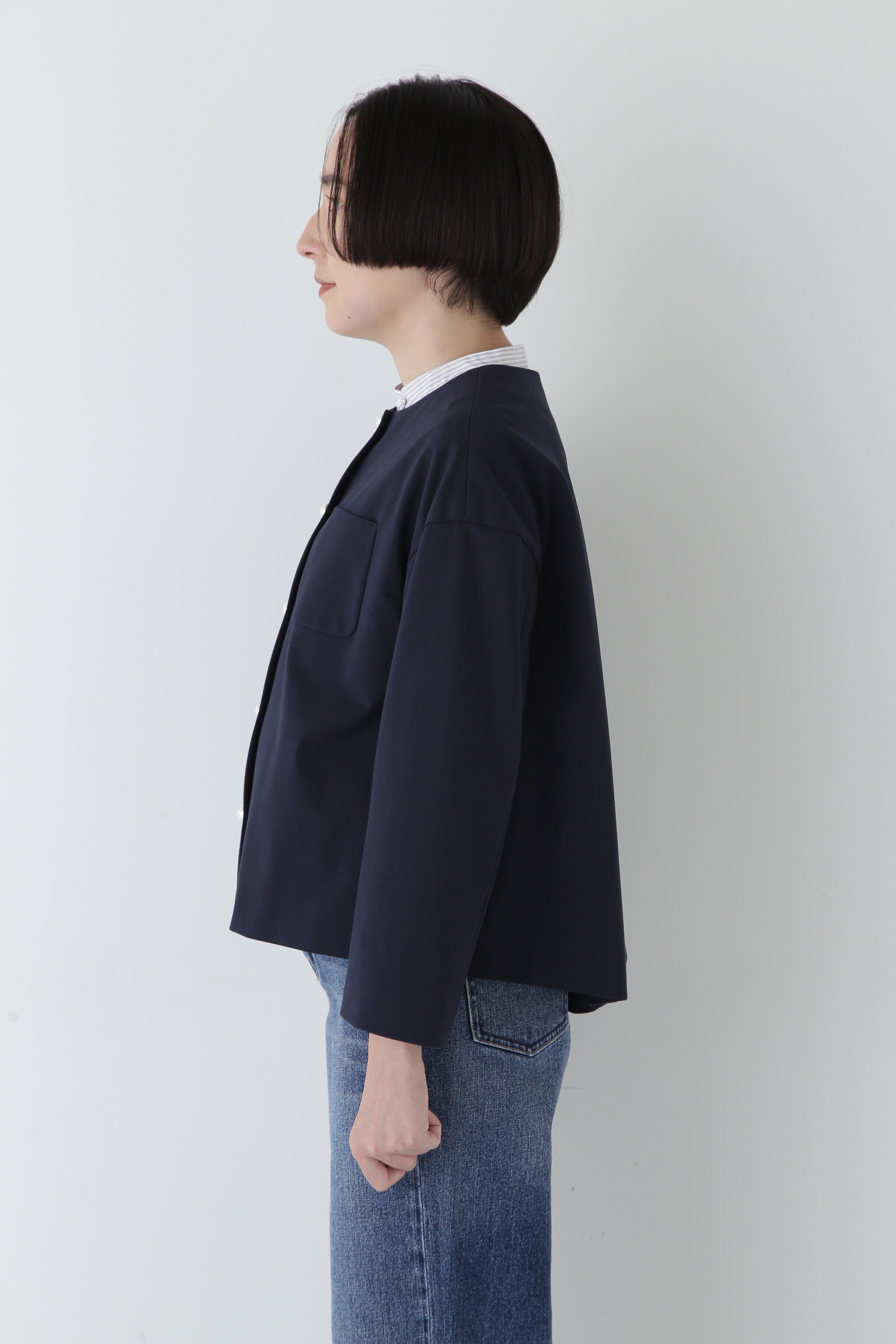  「◆ストレッチポンチノーカラーパールボタンジャケット」|その他|