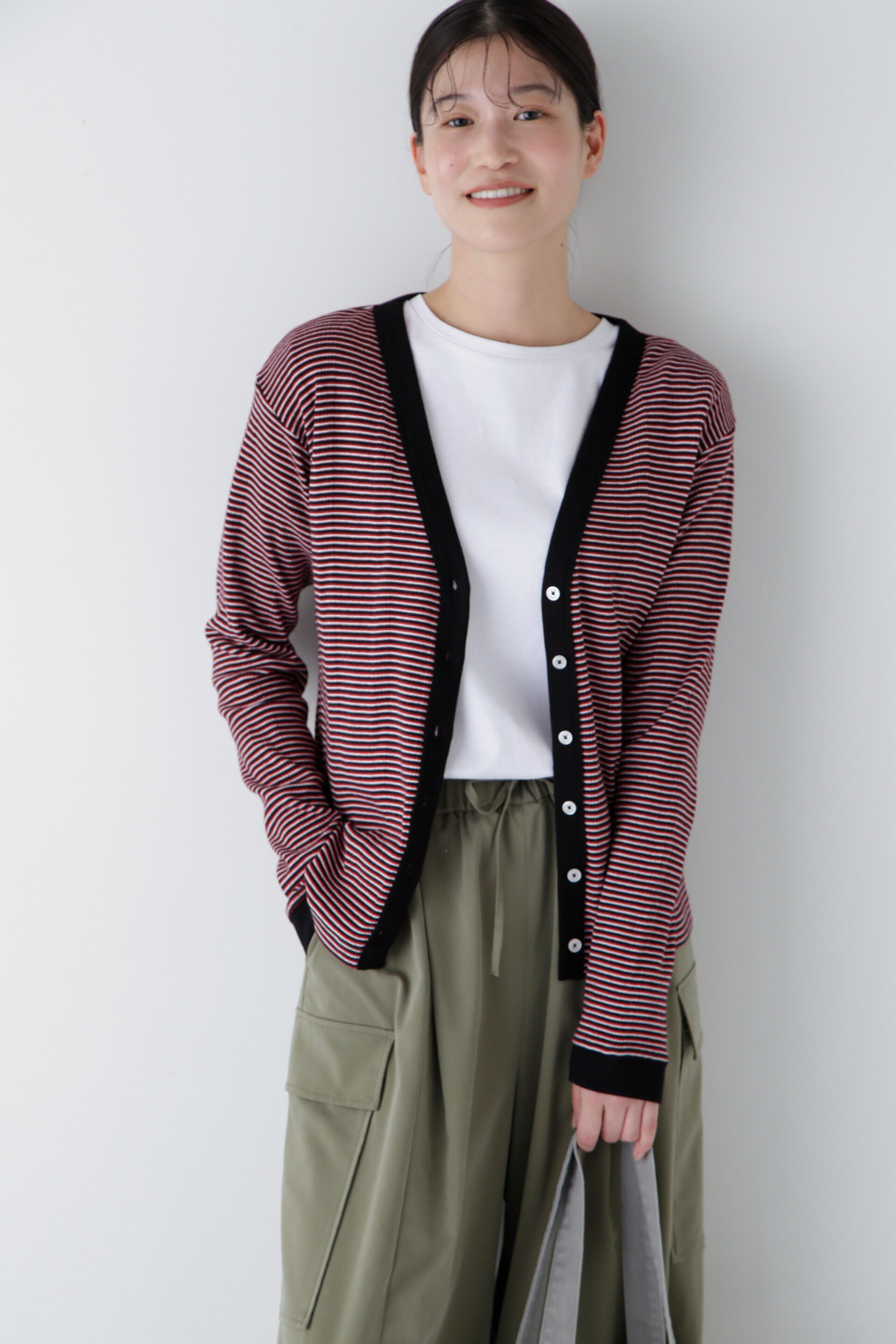  「◆パネルリブＶネックカーディガン」|Tシャツ・カットソー|ブラックBD3