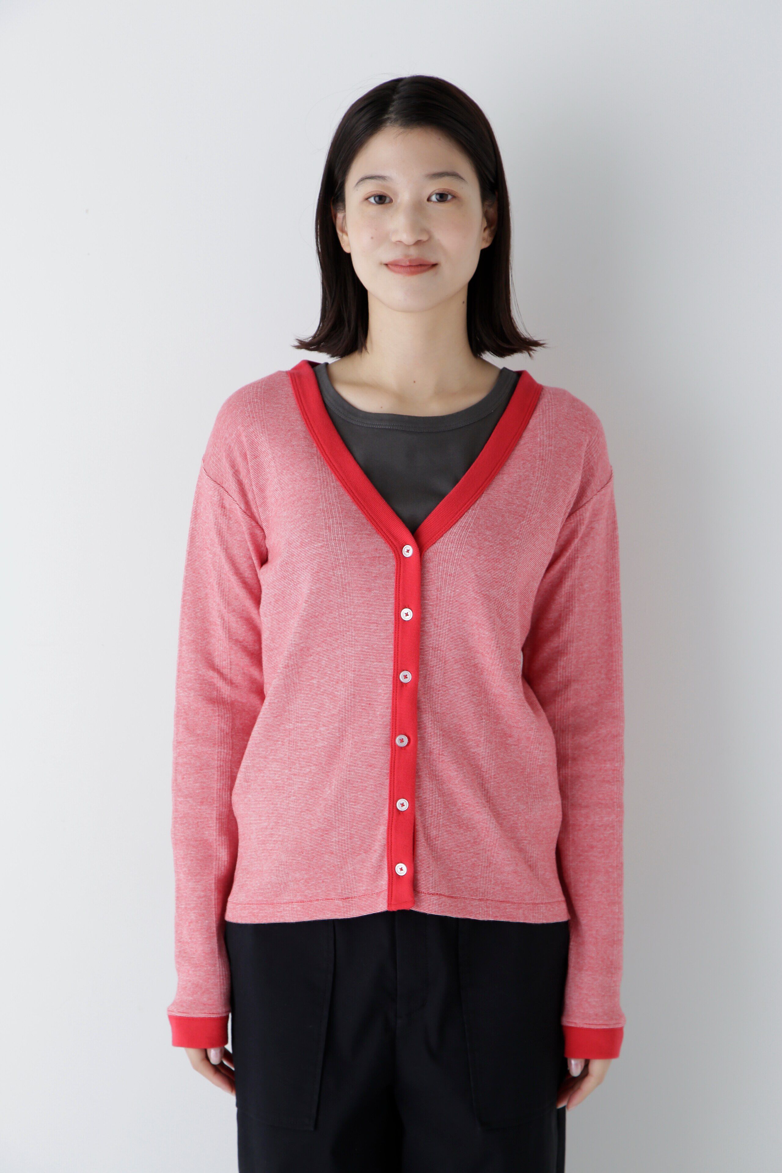  「◆パネルリブＶネックカーディガン」|Tシャツ・カットソー|